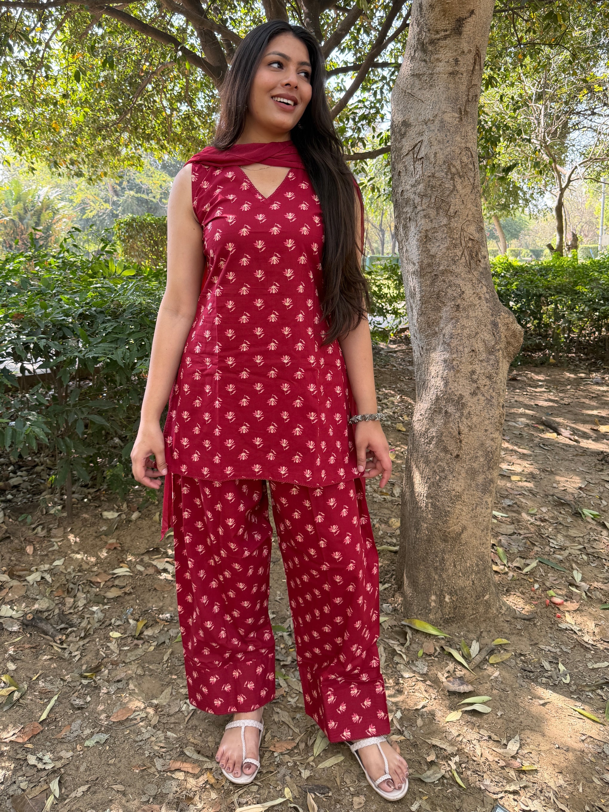 Regal Maroon Ethnic Ensemble Kurta Pant Set