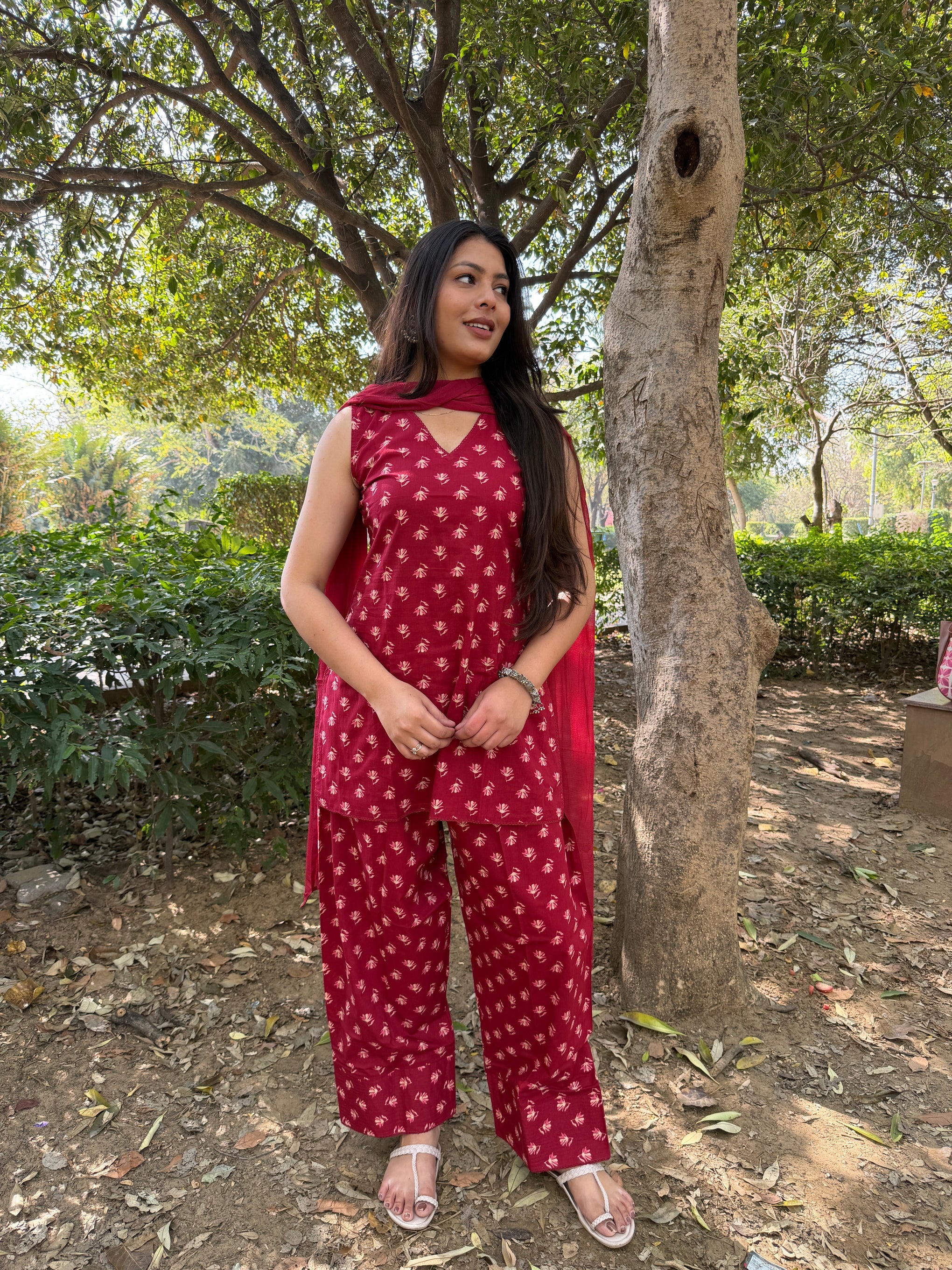 Regal Maroon Ethnic Ensemble Kurta Pant Set