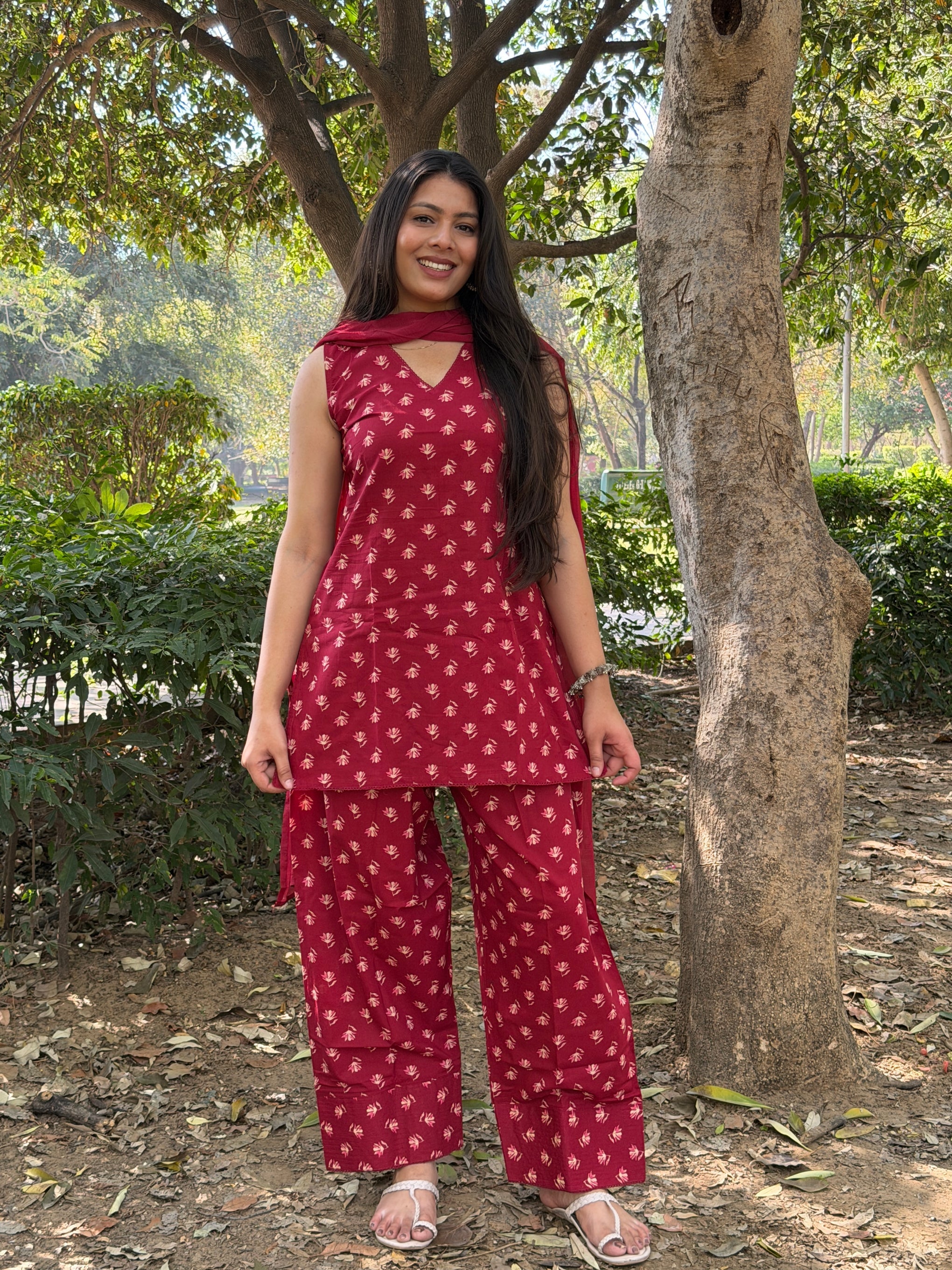 Regal Maroon Ethnic Ensemble Kurta Pant Set