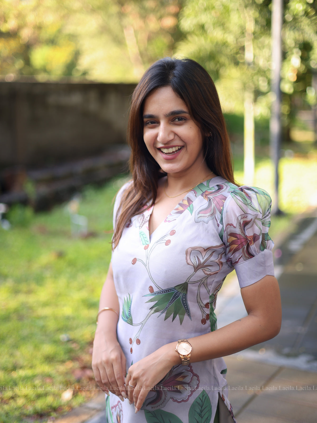 Light Grey Floral organza Top