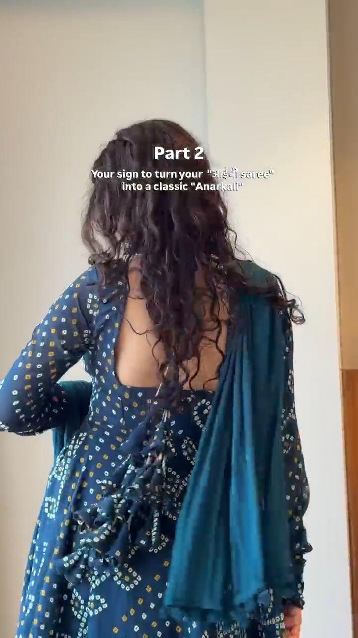 Teal Blue Printed Anarkali Suit Set with Dupatta