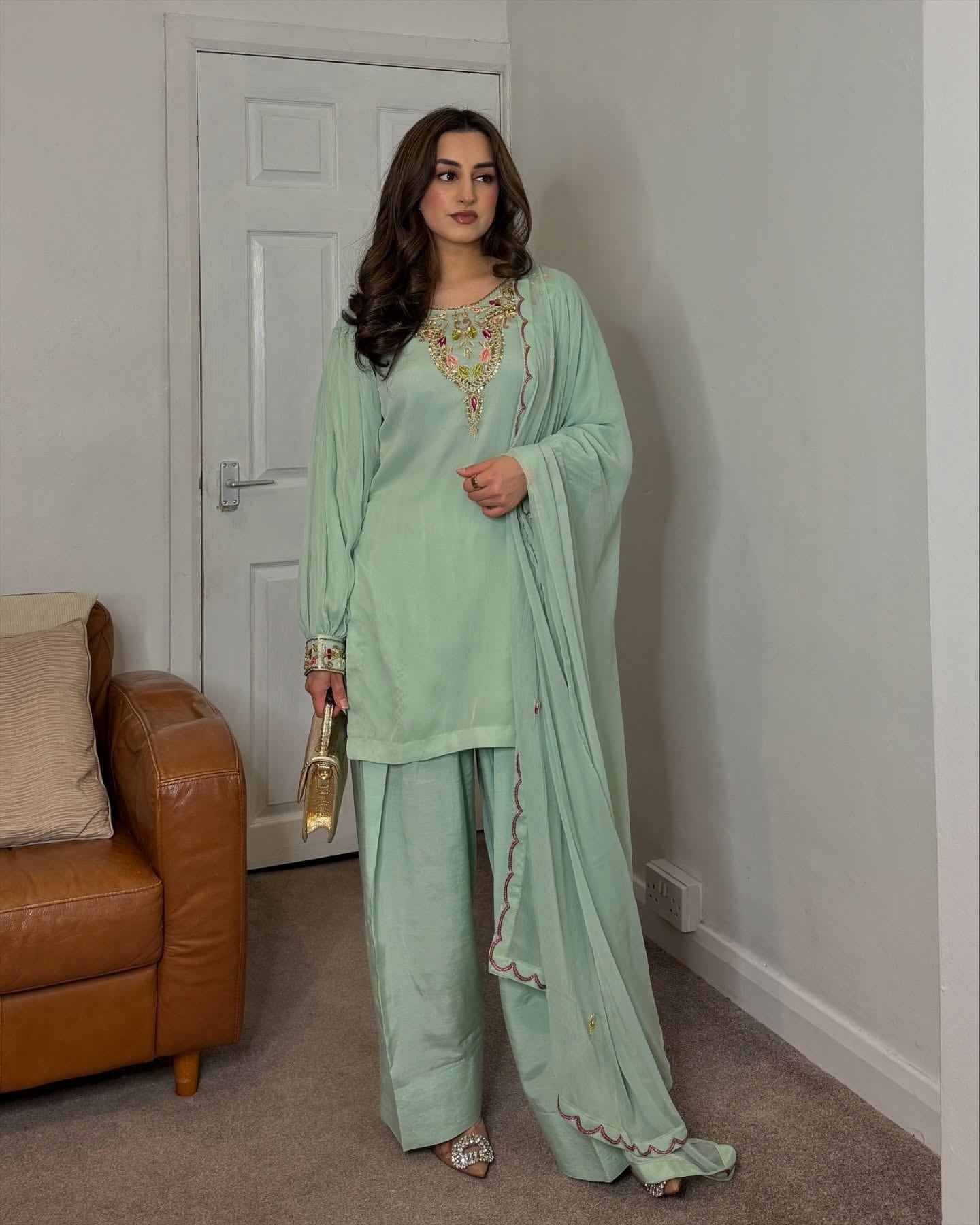 Party Wear Look Top-Plazzo and Dupatta With Heavy Embroidery Work