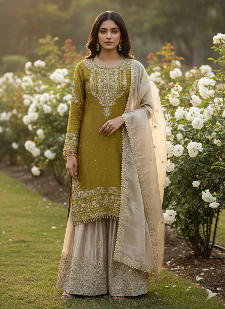 GMY SILK With Heavy Embroidery Coding Dori-Sequence Work