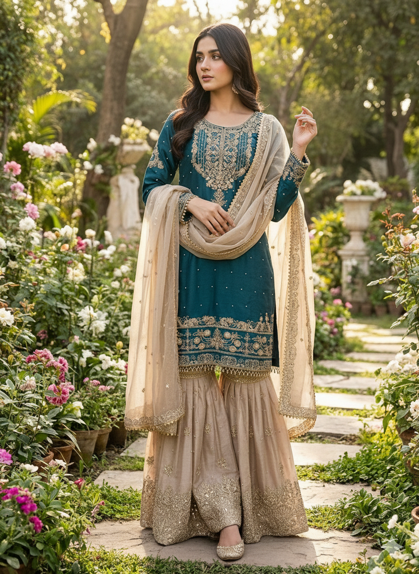 GMY SILK With Heavy Embroidery Coding Dori-Sequence Work