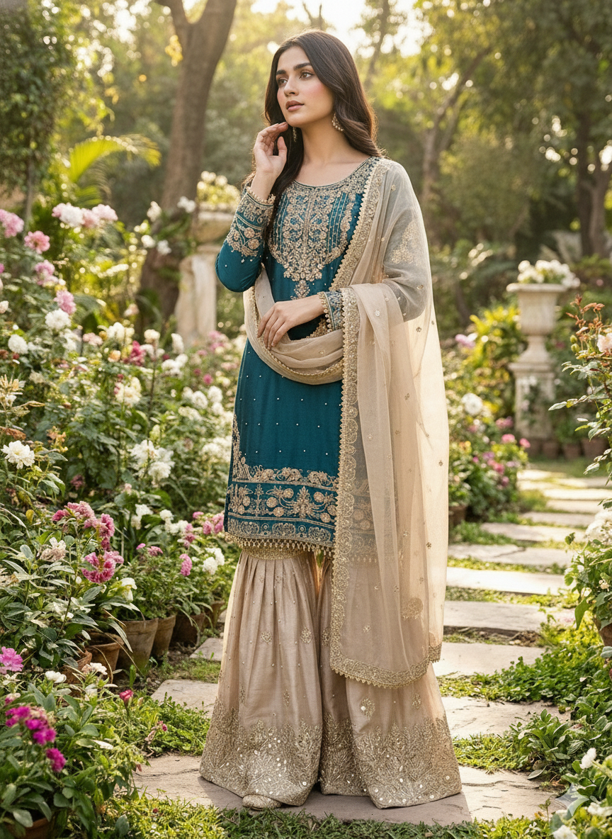 GMY SILK With Heavy Embroidery Coding Dori-Sequence Work