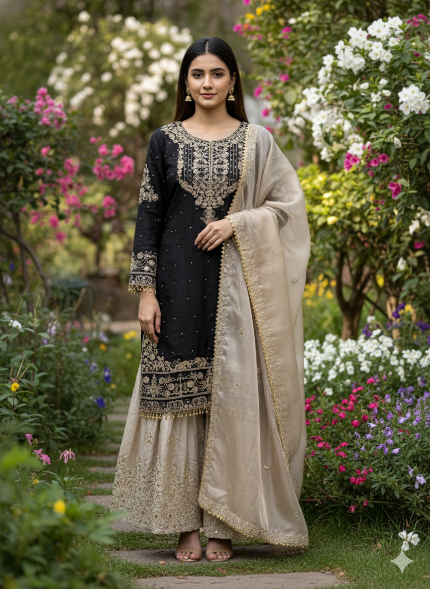 GMY SILK With Heavy Embroidery Coding Dori-Sequence Work