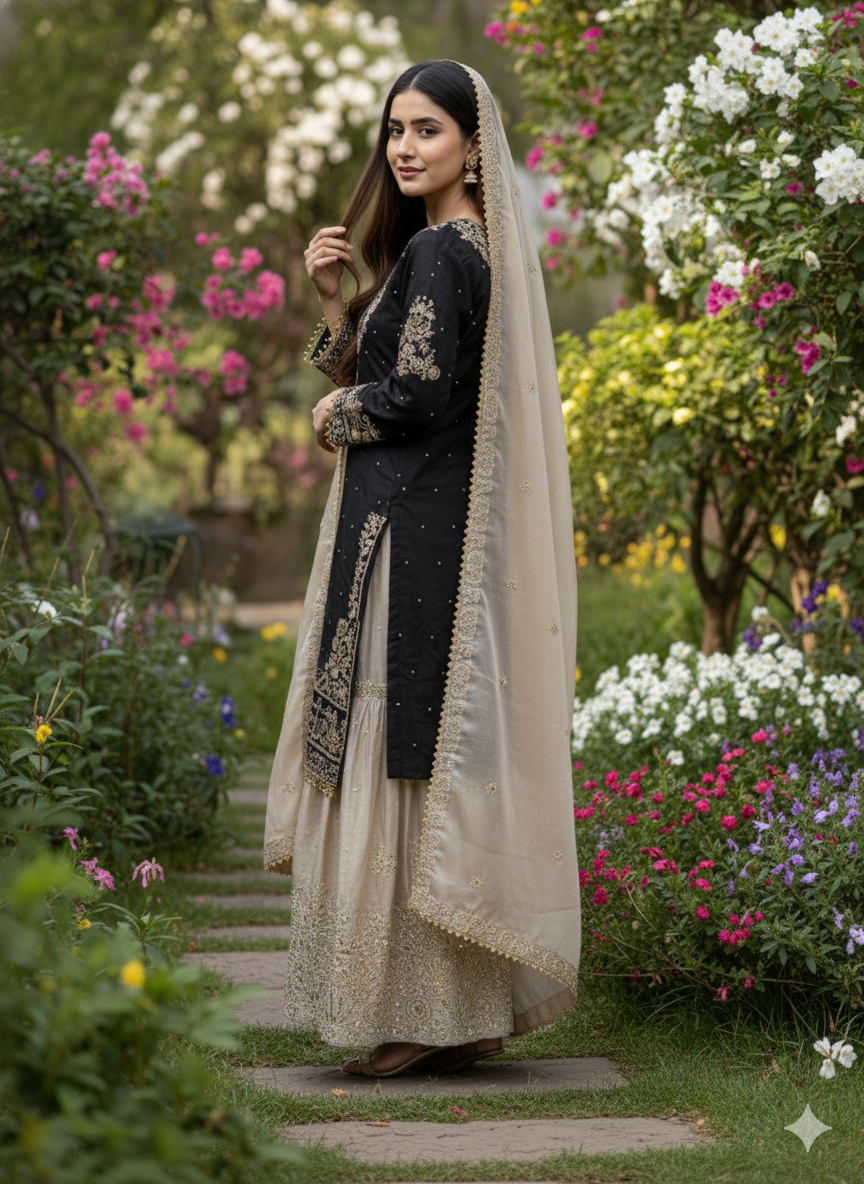 GMY SILK With Heavy Embroidery Coding Dori-Sequence Work