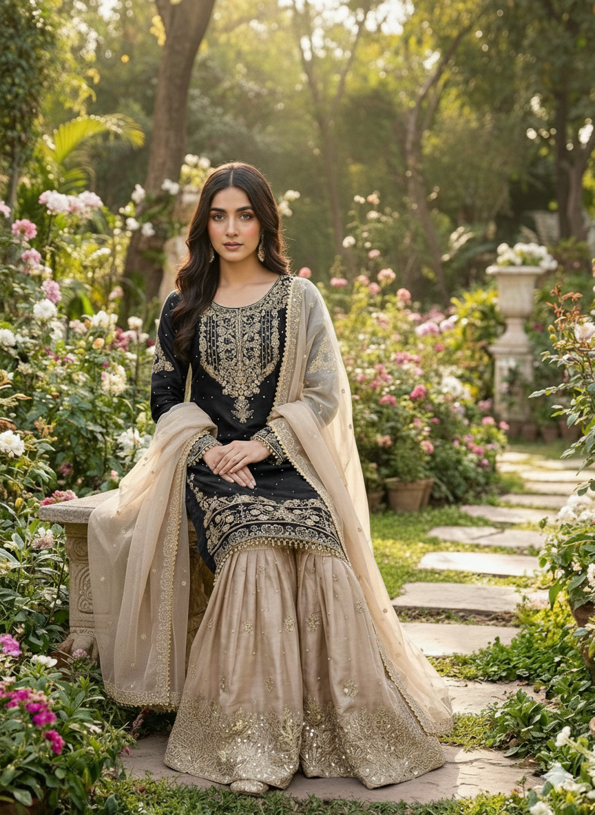 GMY SILK With Heavy Embroidery Coding Dori-Sequence Work