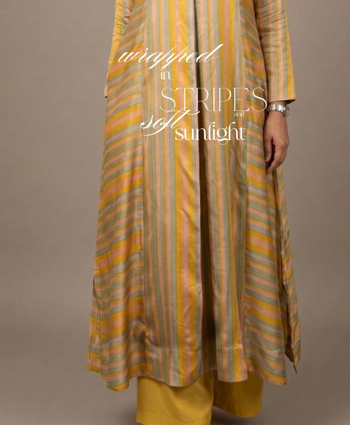 Nisha Multicolor Stripe A-Line Kurta Set .