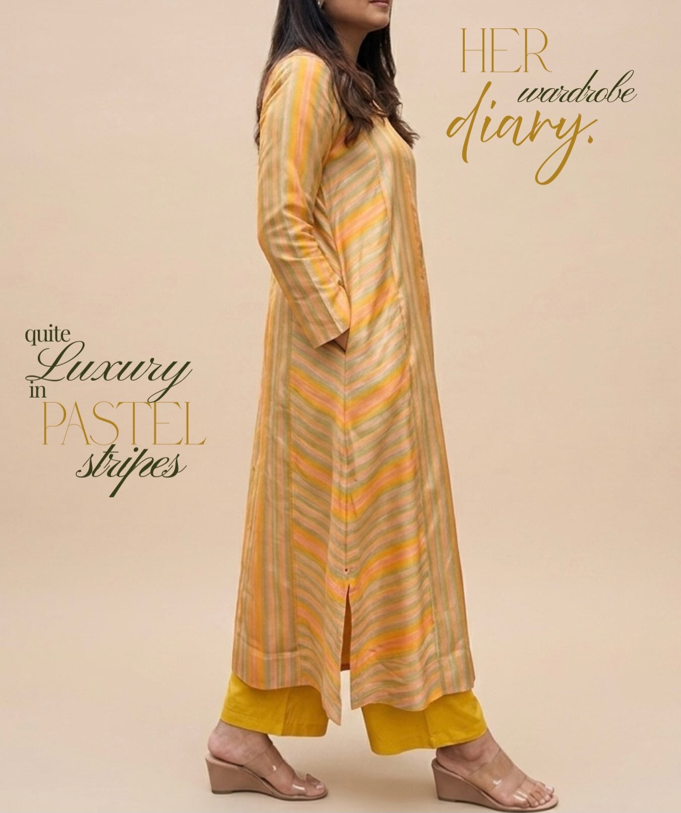 Nisha Multicolor Stripe A-Line Kurta Set .