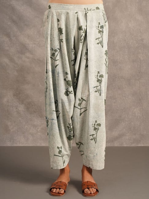 Olive Botanical Print Ethnic Co-Ord Set for Women