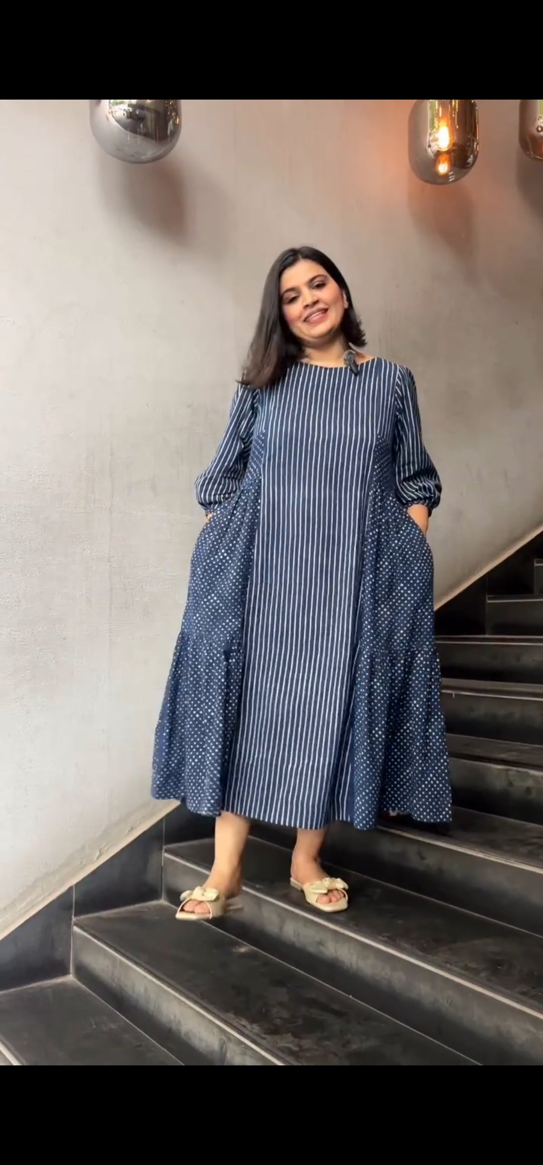 Janvi Polka-Dot Patch Maxi Dress