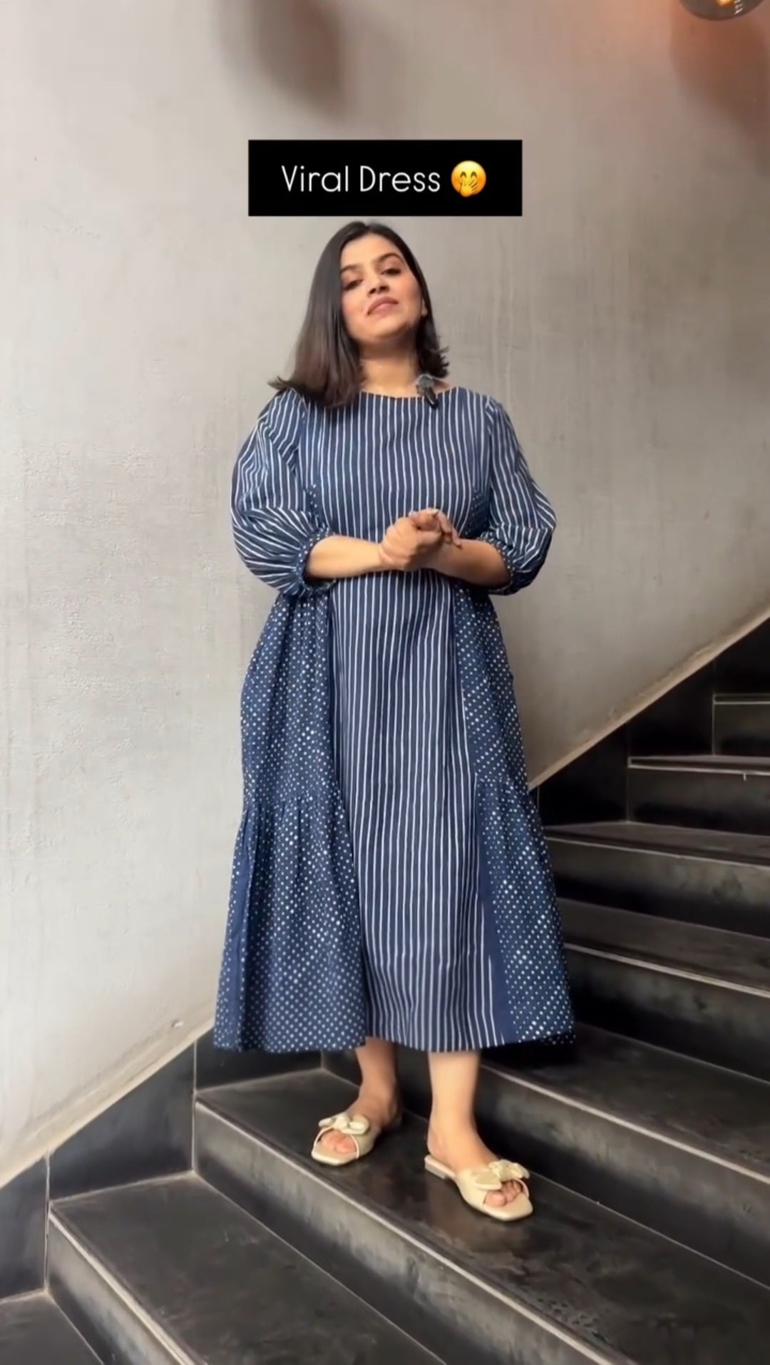 Janvi Polka-Dot Patch Maxi Dress