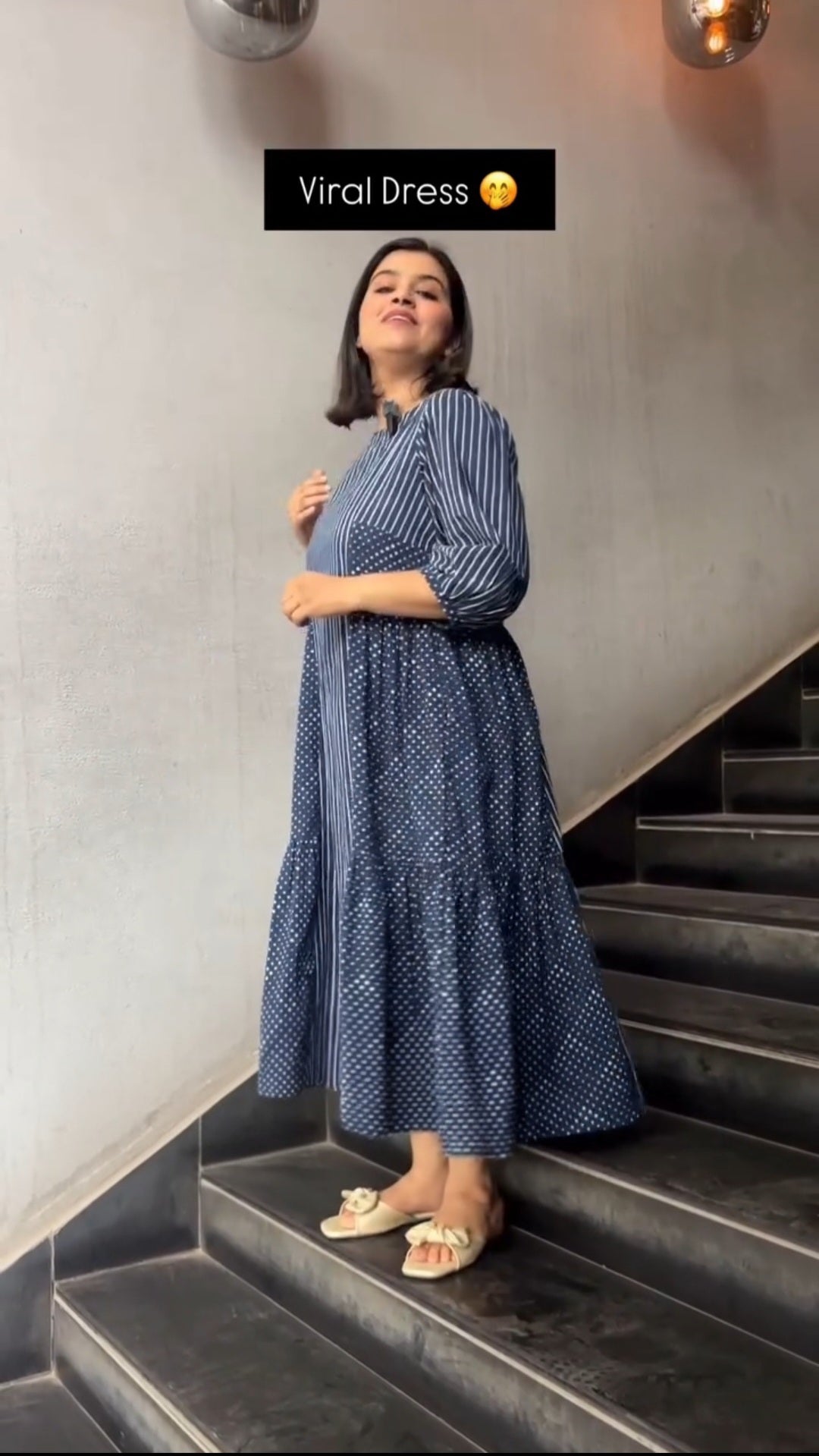 Janvi Polka-Dot Patch Maxi Dress