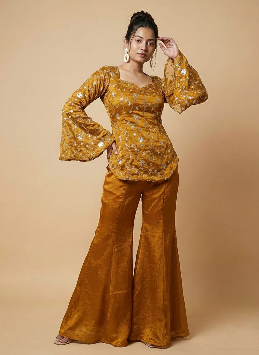 Elegant Embroidered Sequence Work Designer Two Piece Set"