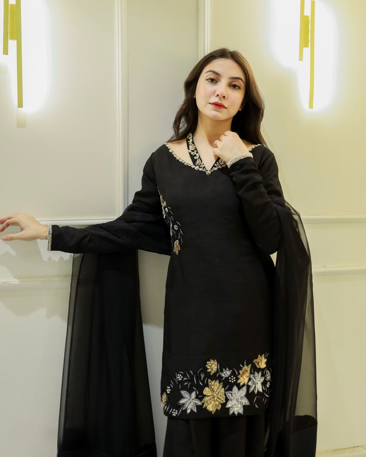 Natural Crep Silk Top-Bottom And Dupatta Set Fully Stitched