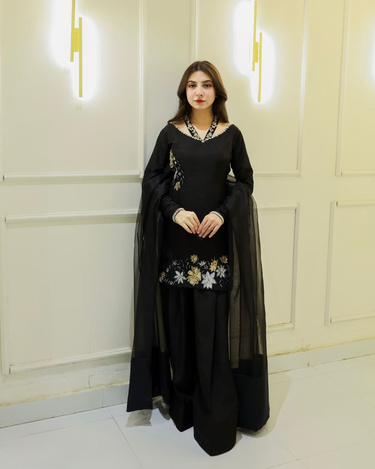 Natural Crep Silk Top-Bottom And Dupatta Set Fully Stitched