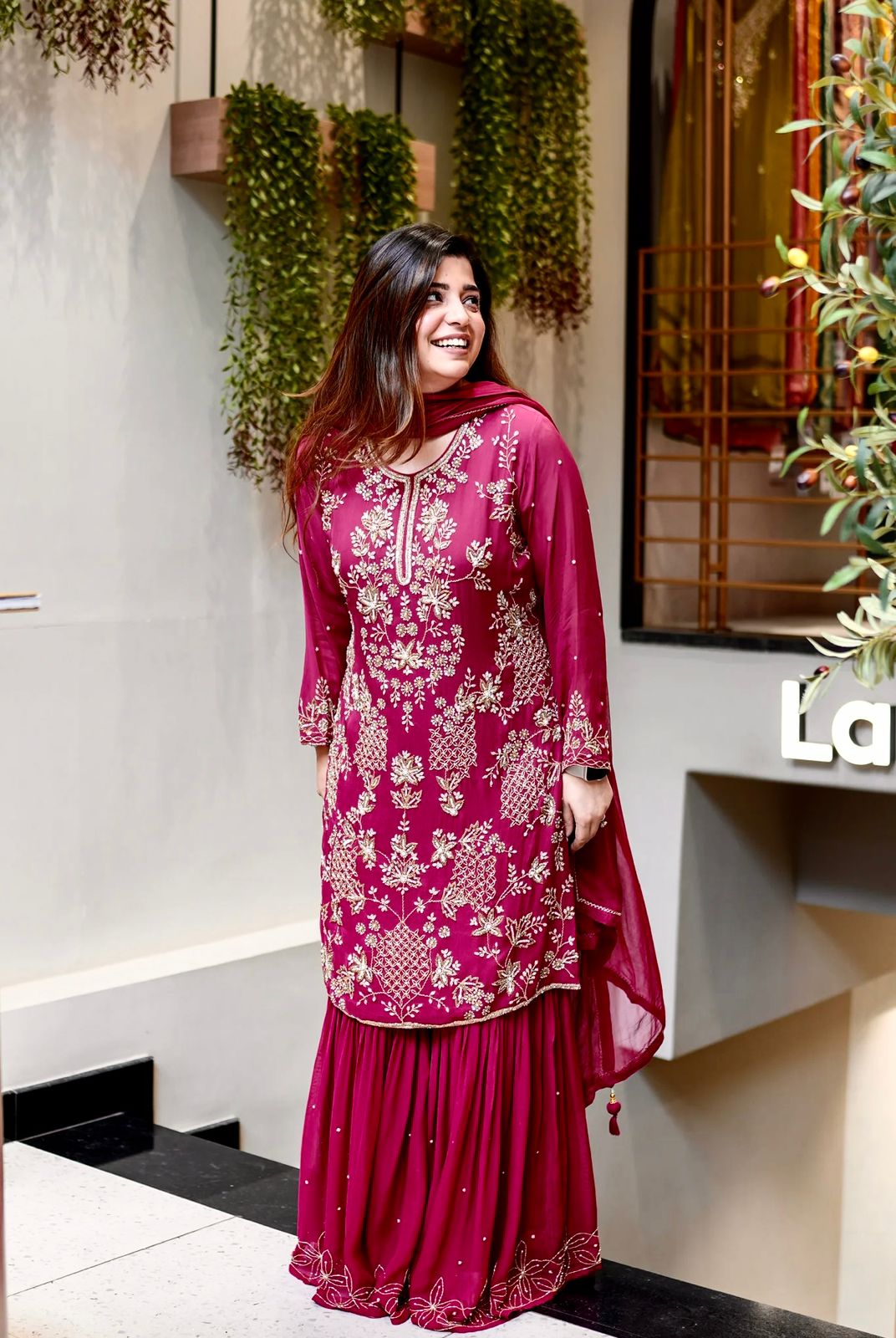 Party Wear Look Top-Plazzo and Dupatta With Heavy Embroidery Work