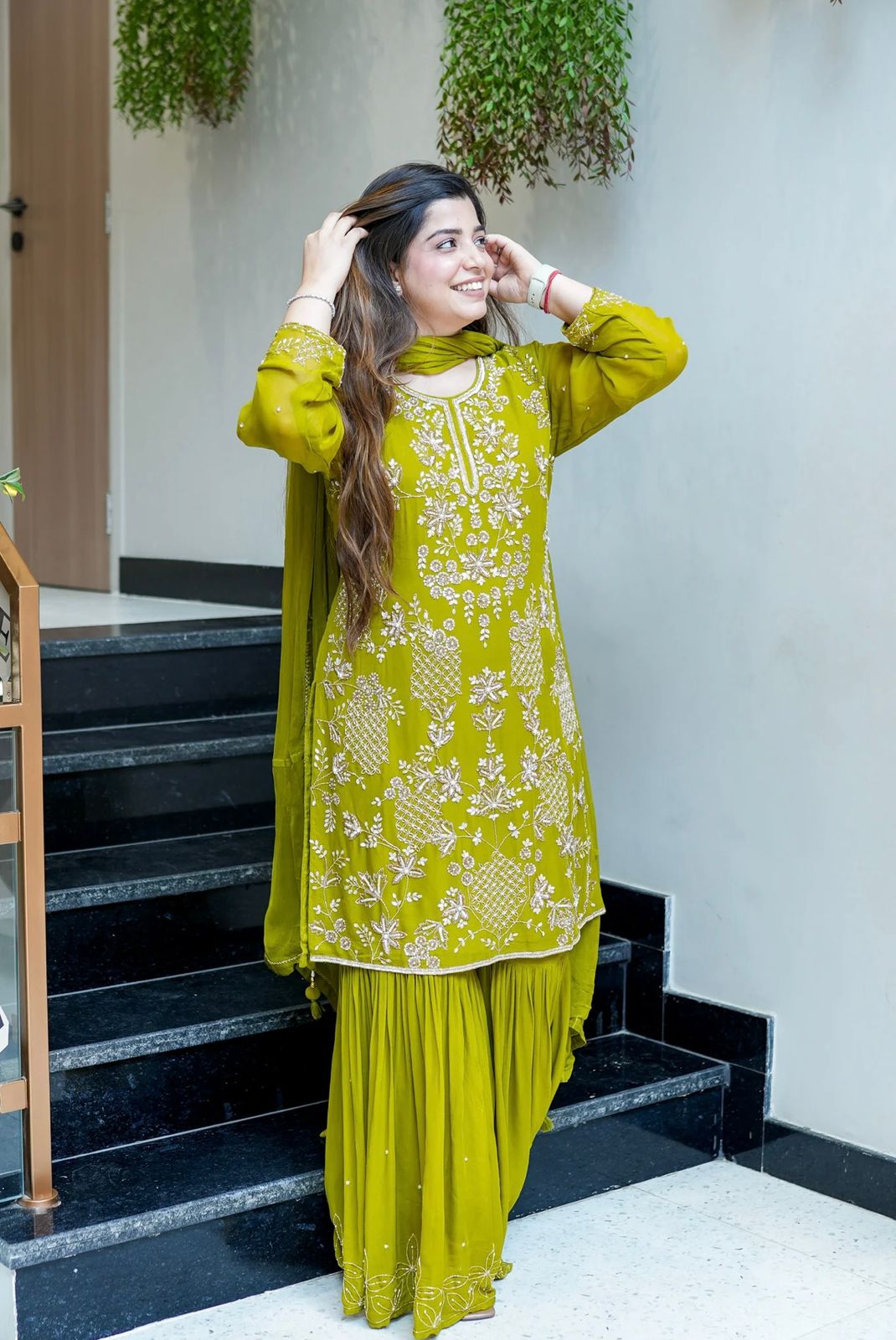 Party Wear Look Top-Plazzo and Dupatta With Heavy Embroidery Work