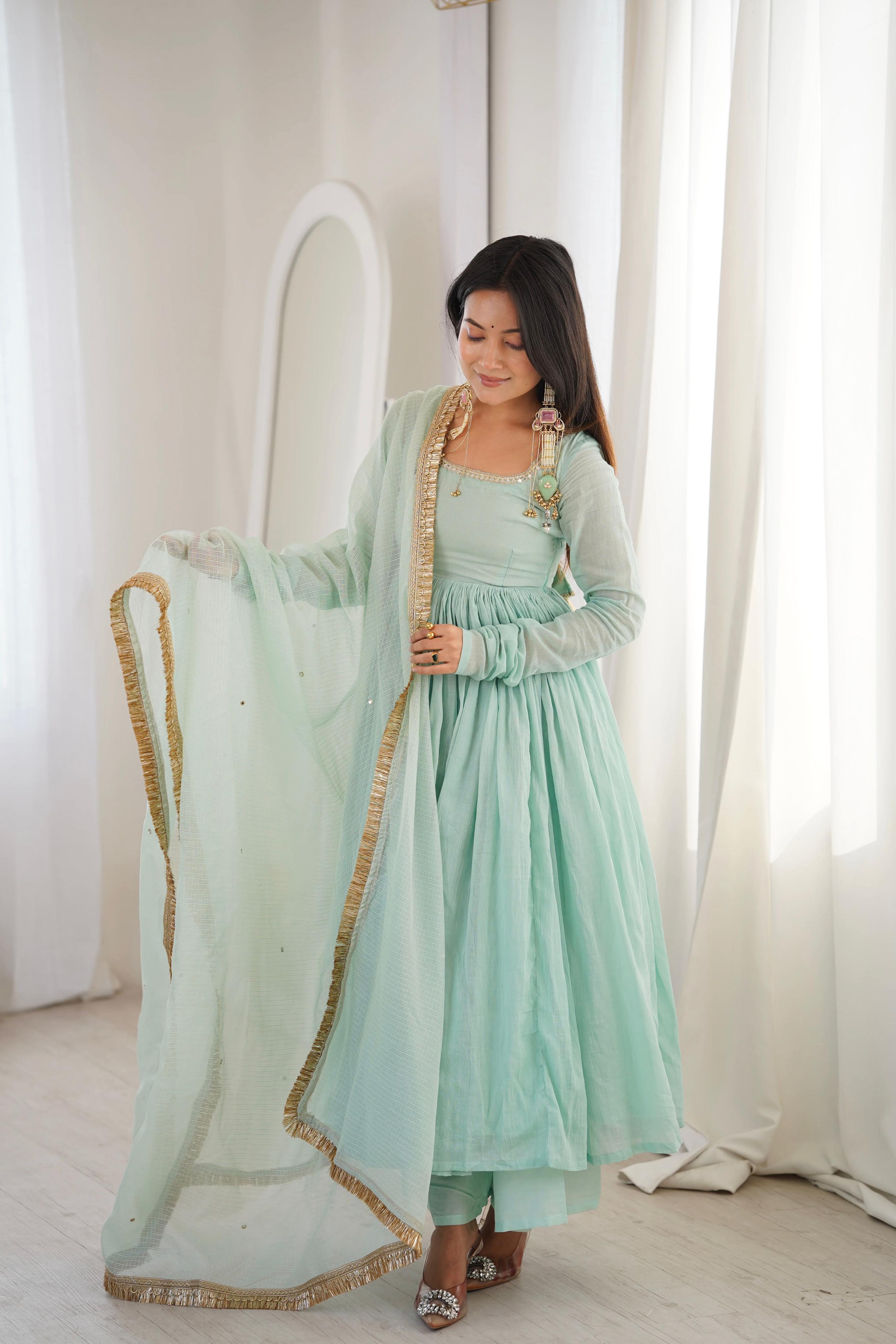 Elegant Designer Anarkali Three Piece Set"