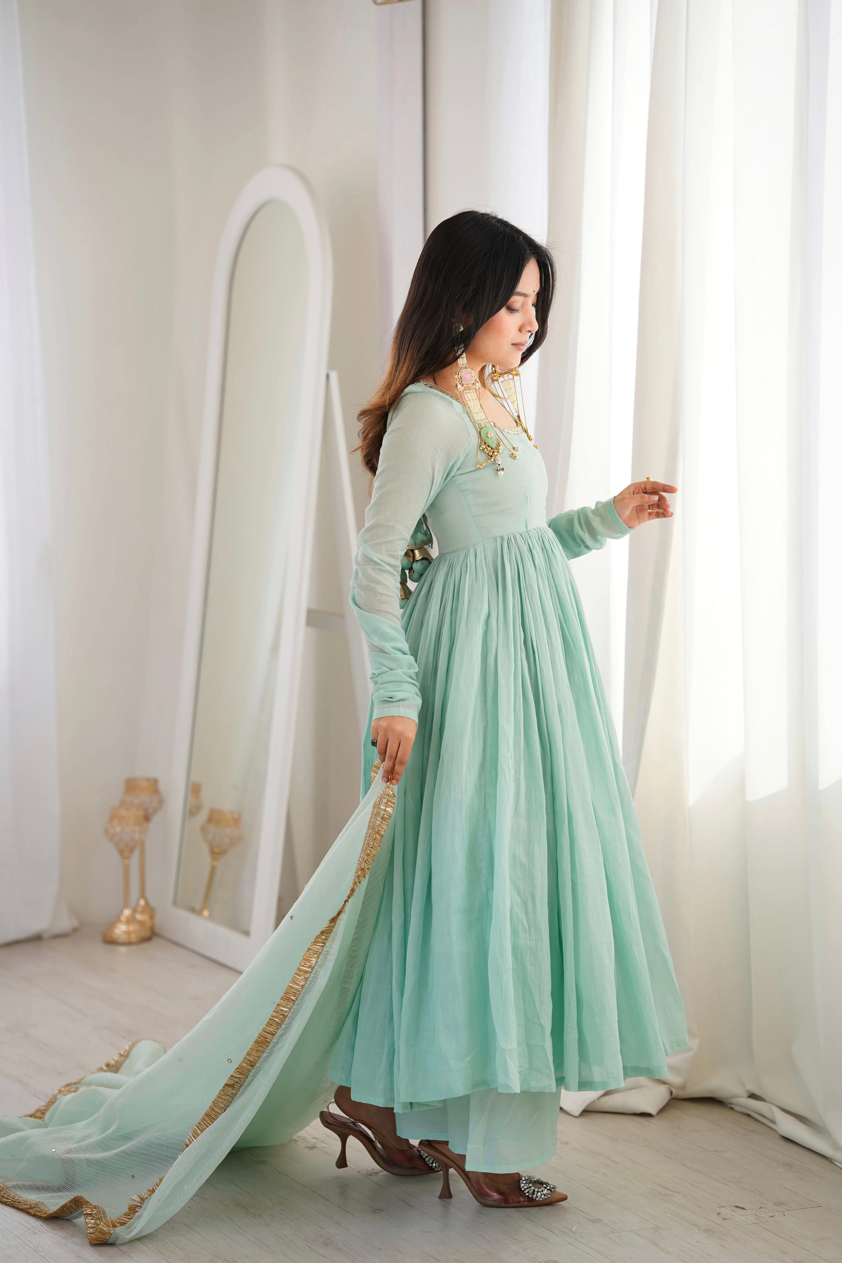 Elegant Designer Anarkali Three Piece Set"