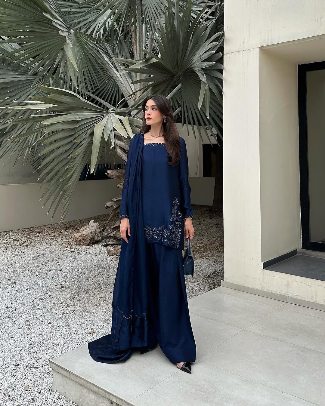 New Designer Collection In Natural Crep Silk Top-Bottom And Dupatta Set.