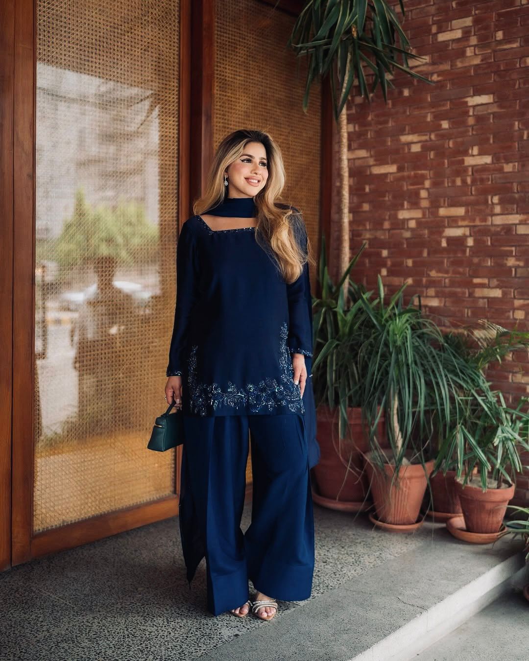 New Designer Collection In Natural Crep Silk Top-Bottom And Dupatta Set.