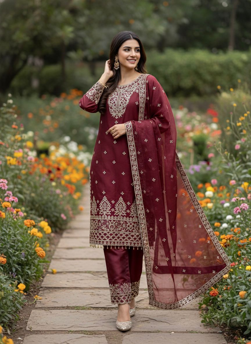 GMY SILK With Heavy Embroidery Sequence Work