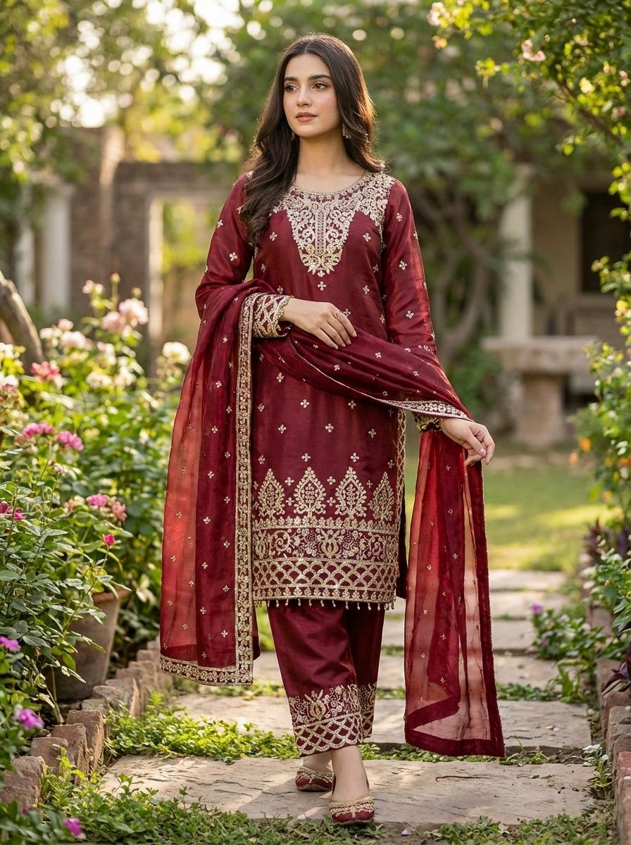 GMY SILK With Heavy Embroidery Sequence Work