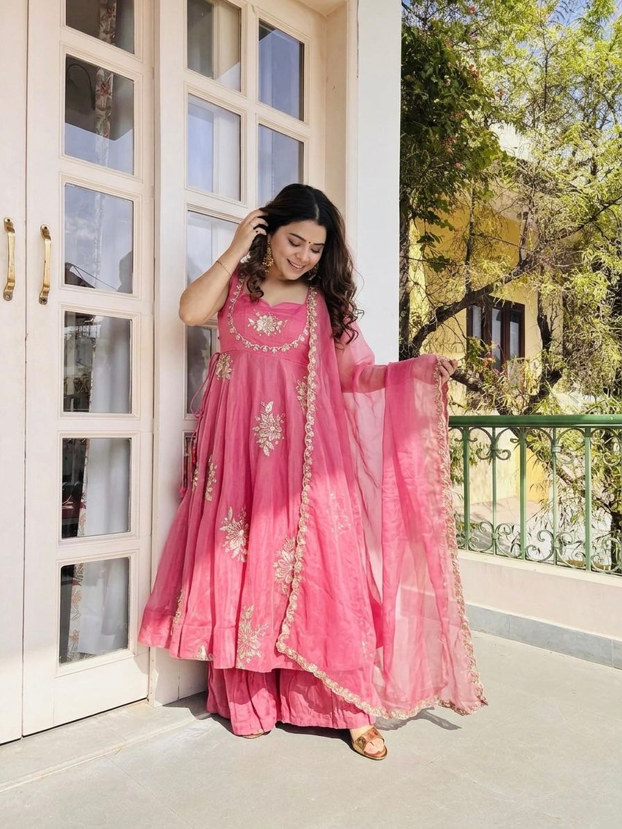 Pure Fendy 😍 Silk With Embroidery Sequence Work