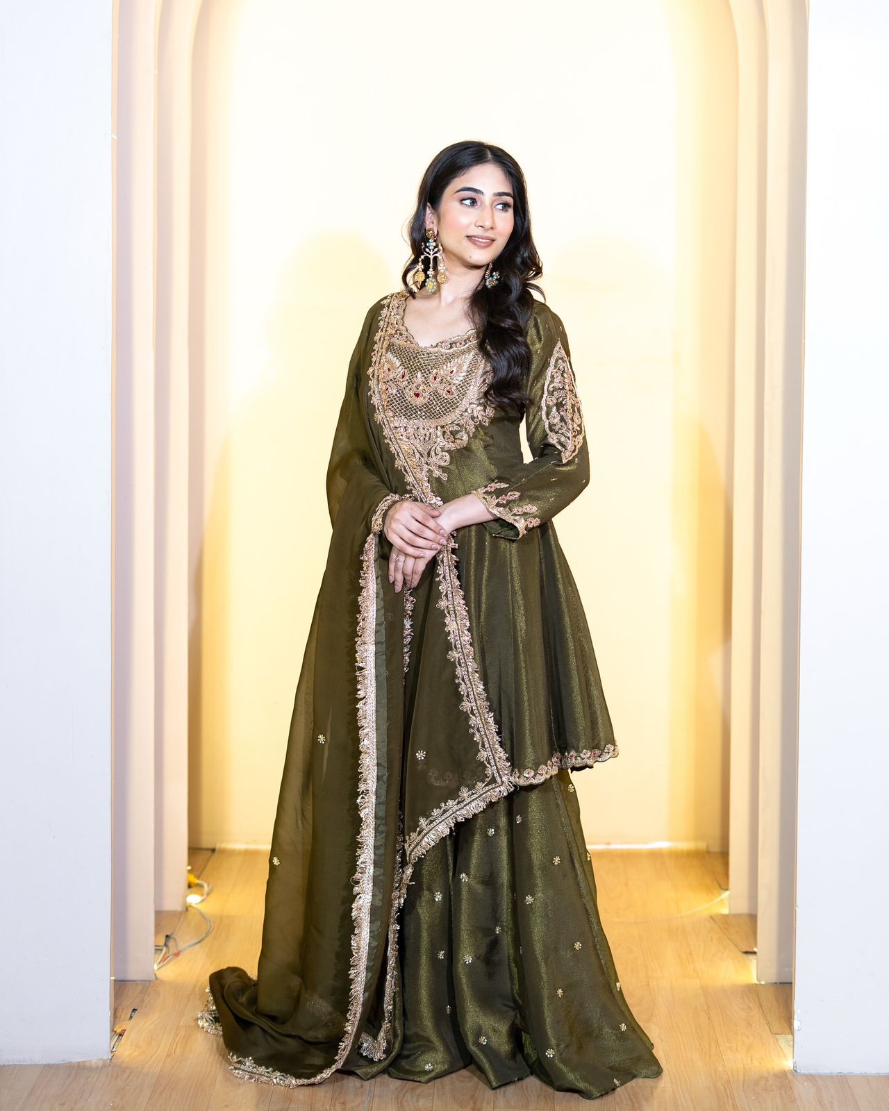 French Crep Silk Top-Bottom And Dupatta Set Fully Stitched