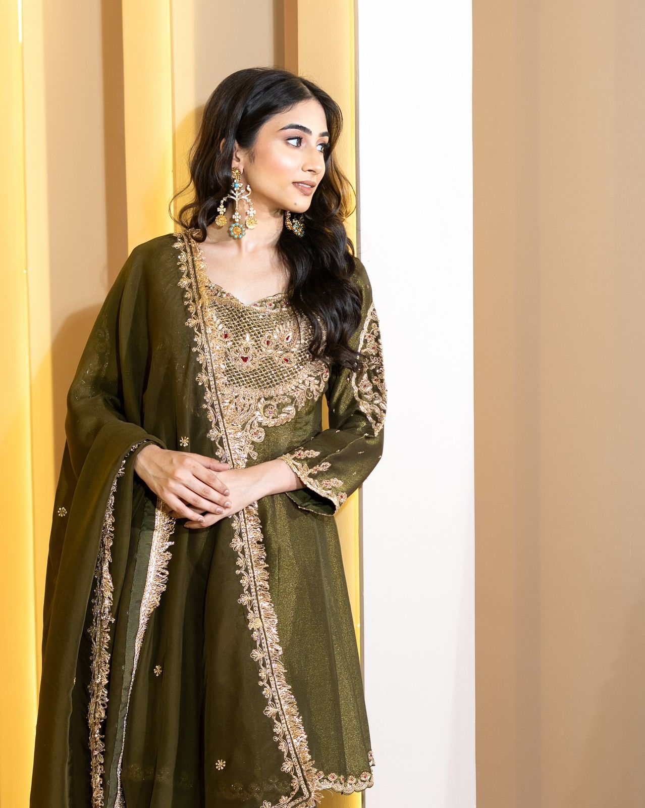French Crep Silk Top-Bottom And Dupatta Set Fully Stitched