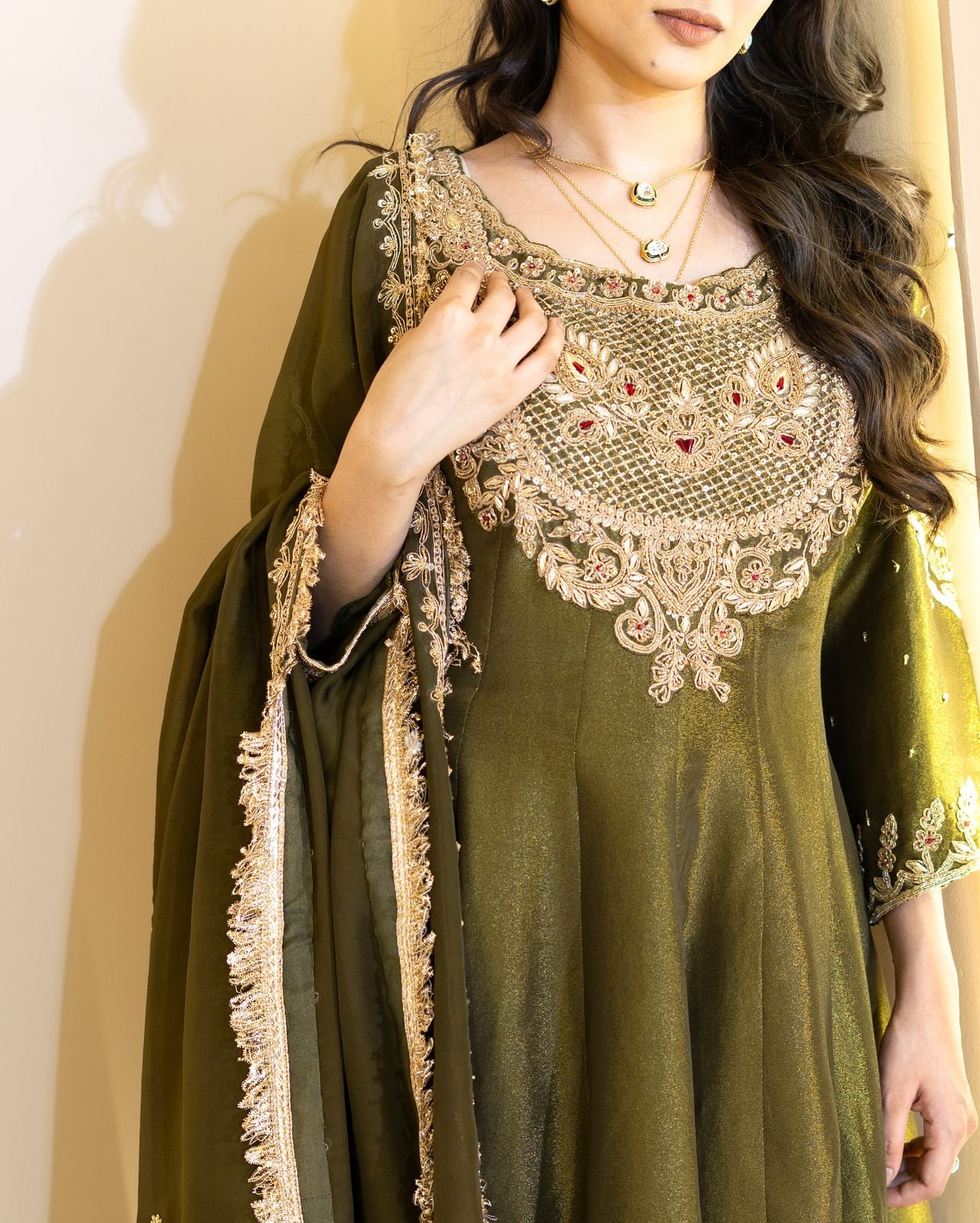 French Crep Silk Top-Bottom And Dupatta Set Fully Stitched
