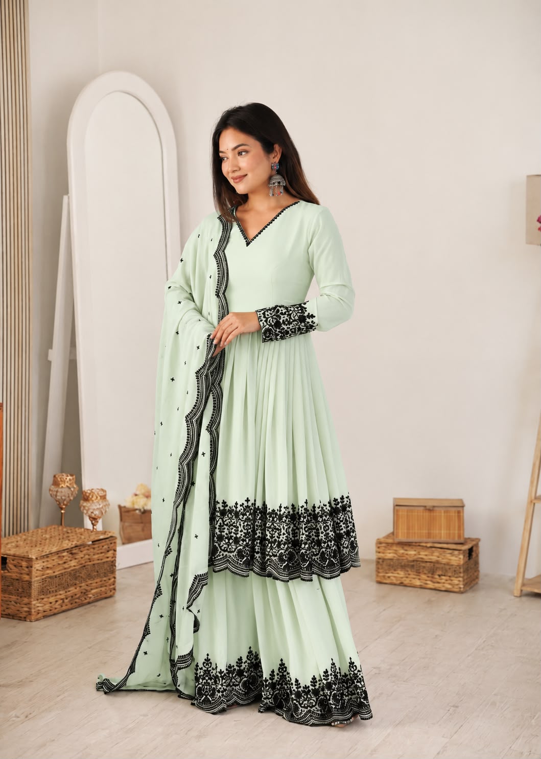 Premium Faux Georgette Suit With Plazoo Set