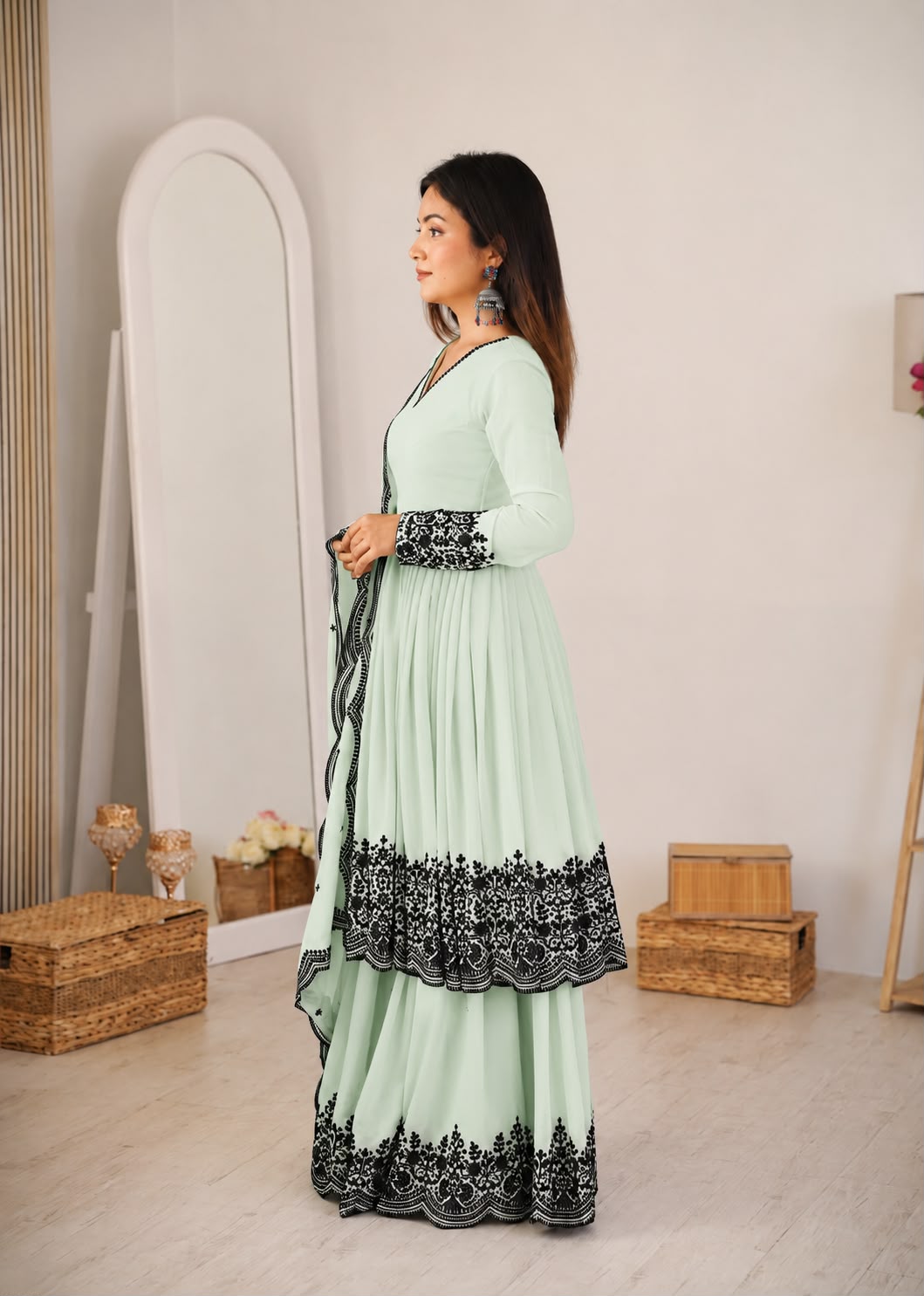 Premium Faux Georgette Suit With Plazoo Set