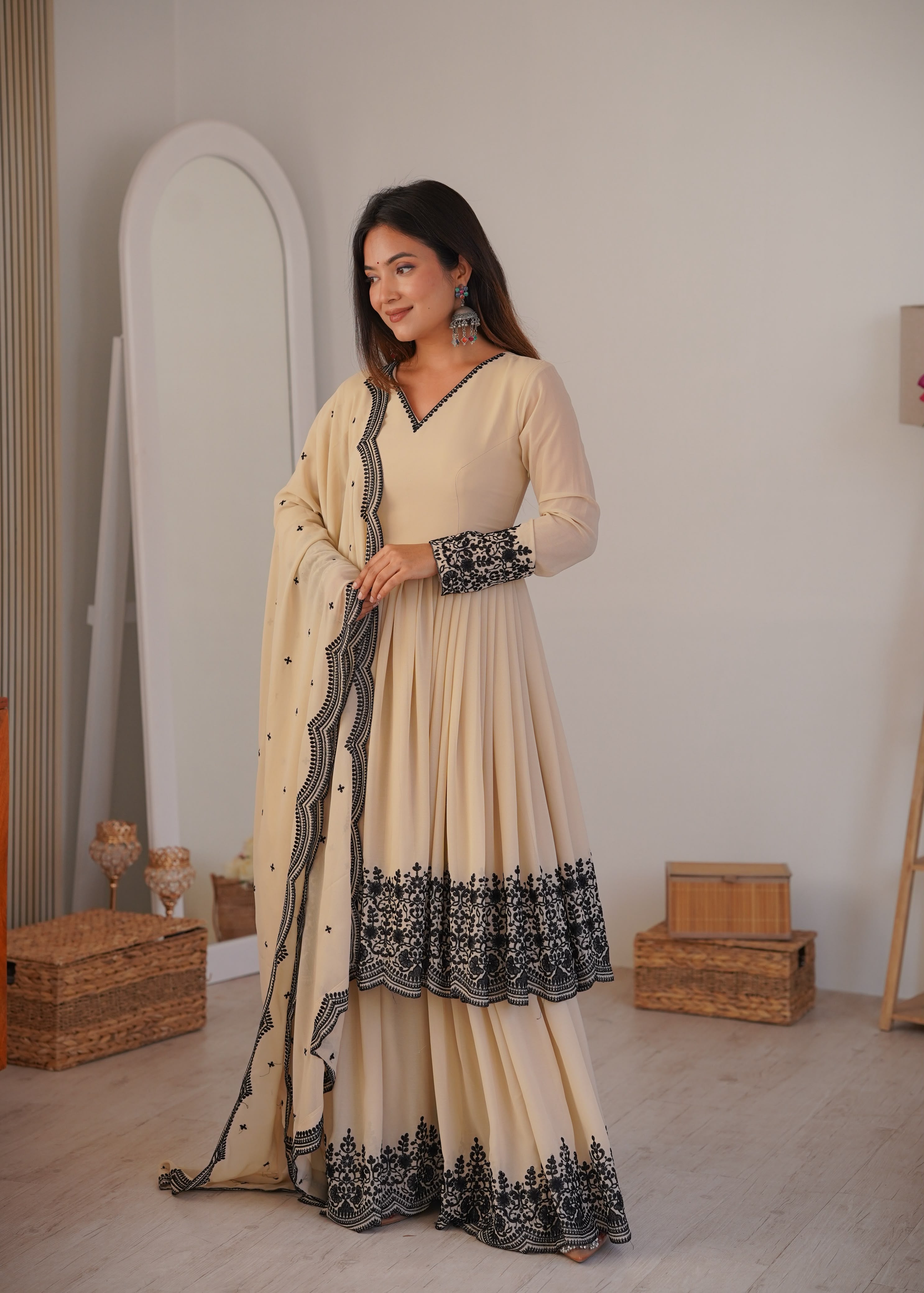 Premium Faux Georgette Suit With Plazoo Set