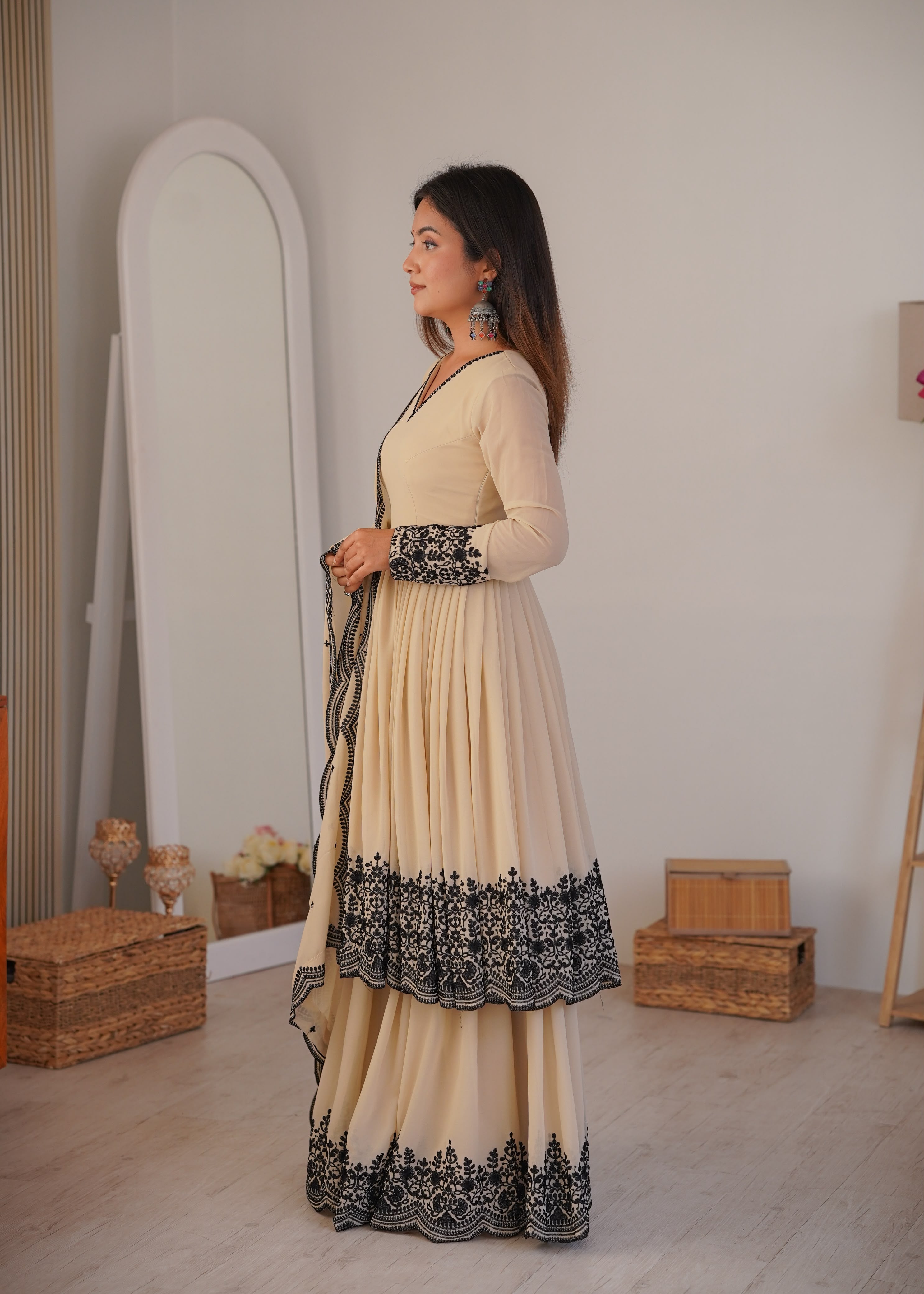 Premium Faux Georgette Suit With Plazoo Set