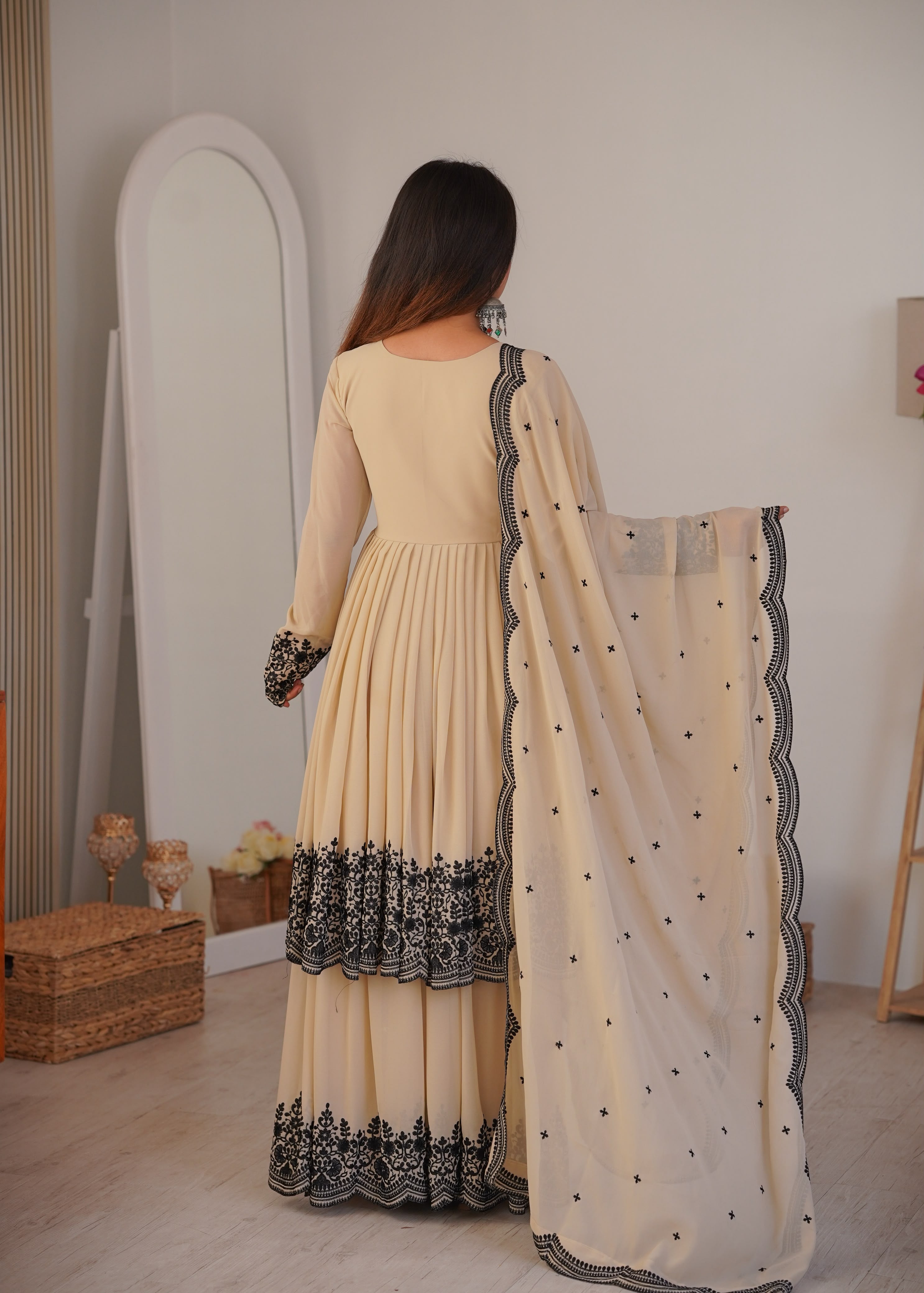 Premium Faux Georgette Suit With Plazoo Set