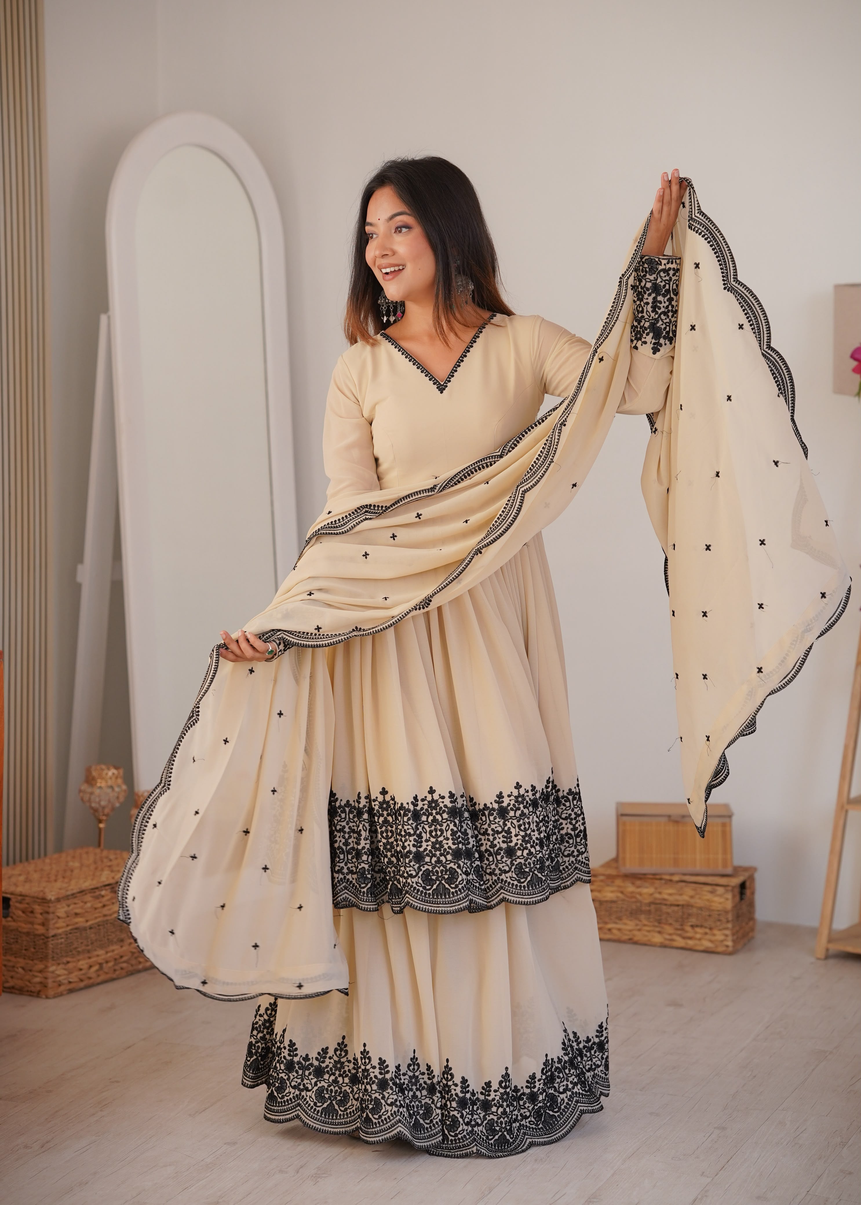 Premium Faux Georgette Suit With Plazoo Set
