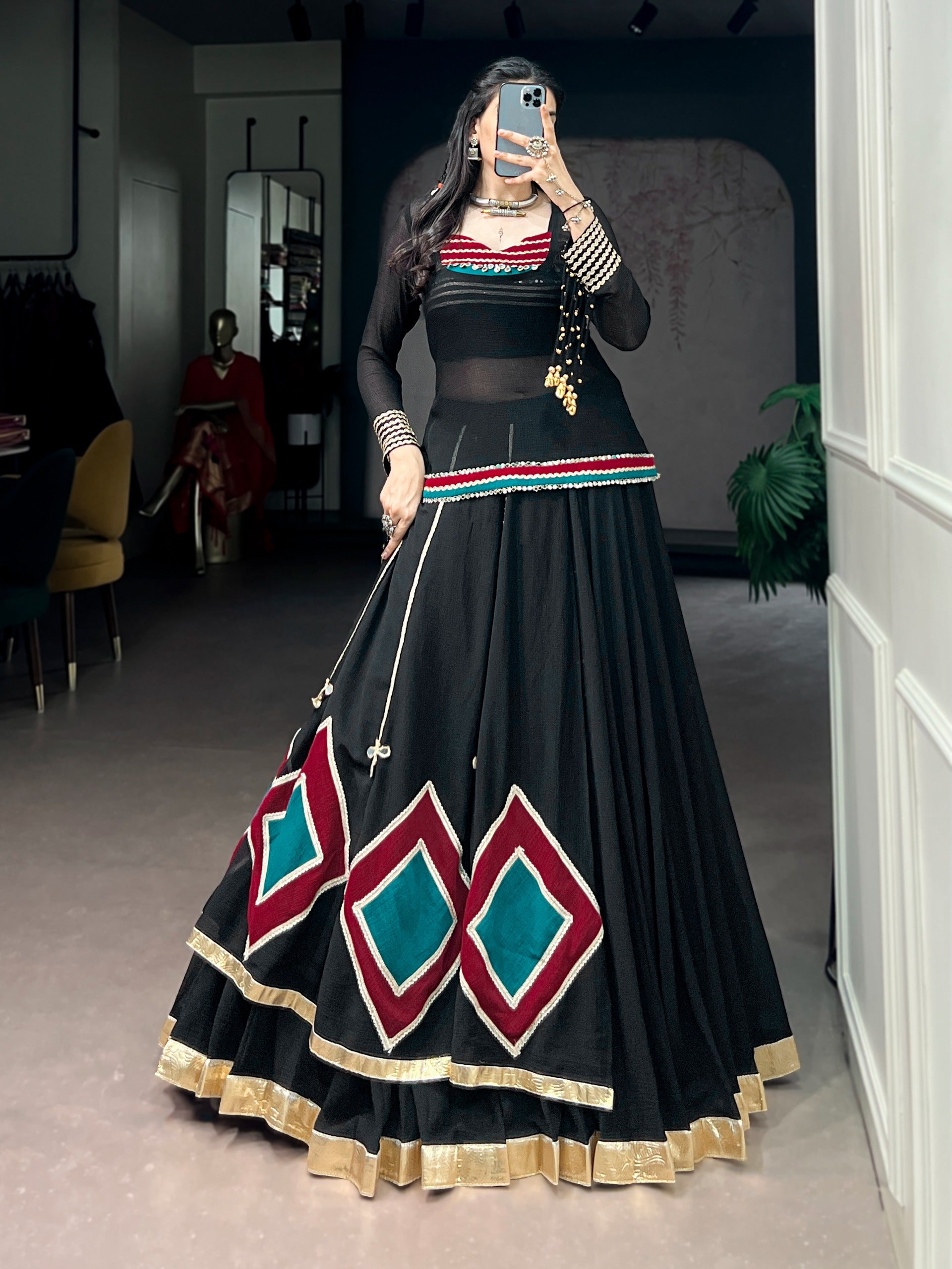 Meera Marble Base with Elegant Lace Lehenga Choli