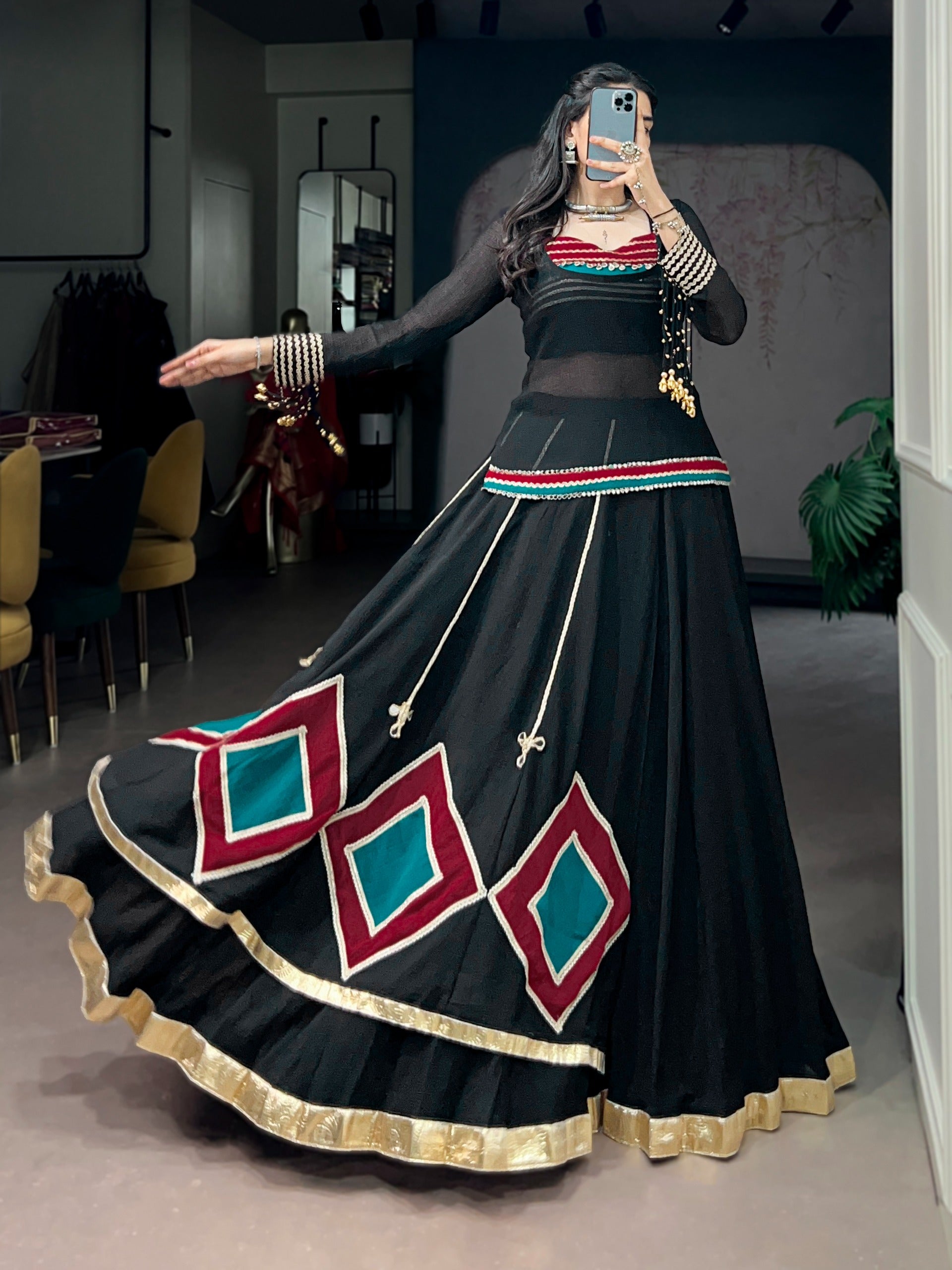 Meera Marble Base with Elegant Lace Lehenga Choli