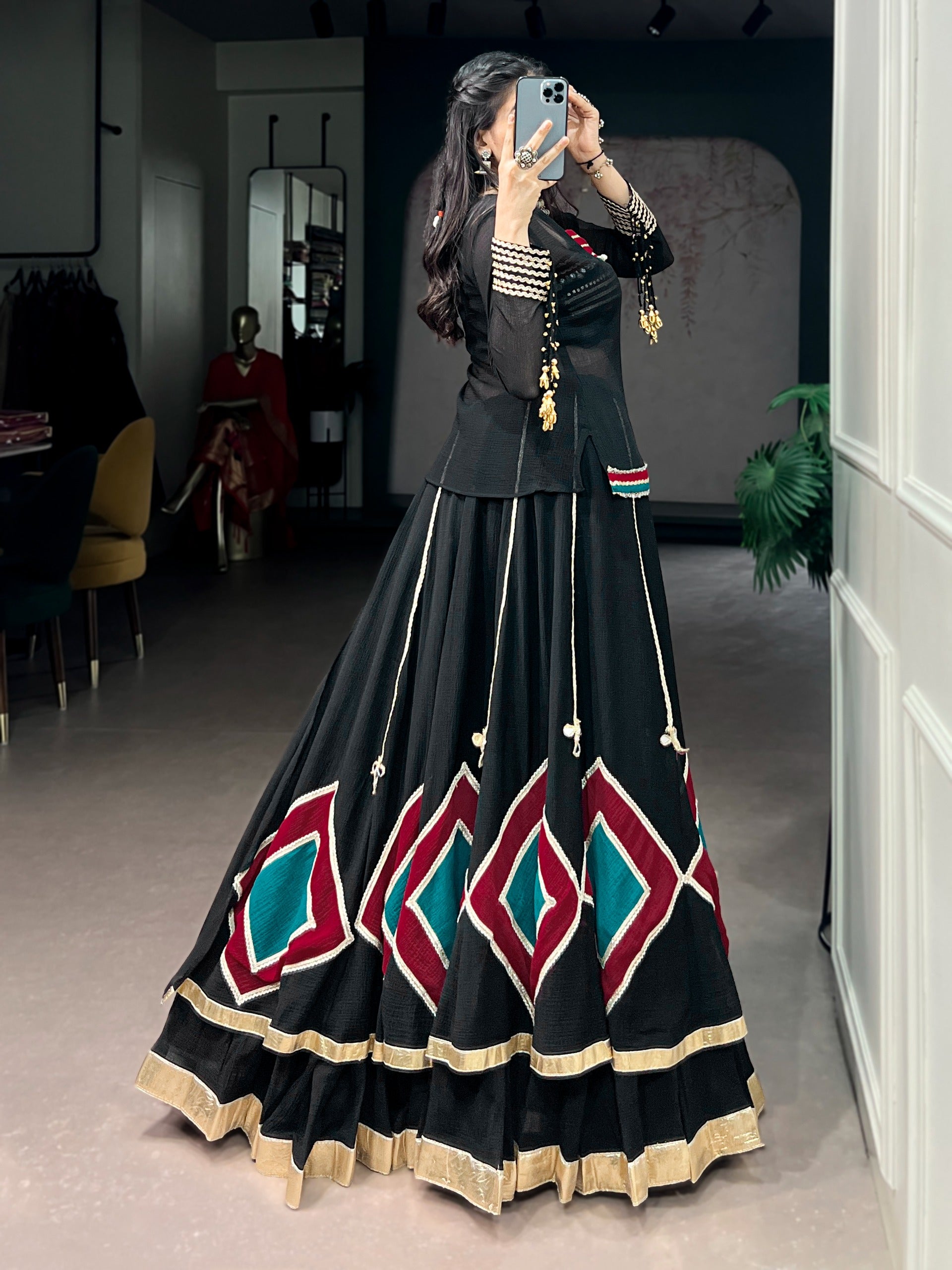 Meera Marble Base with Elegant Lace Lehenga Choli