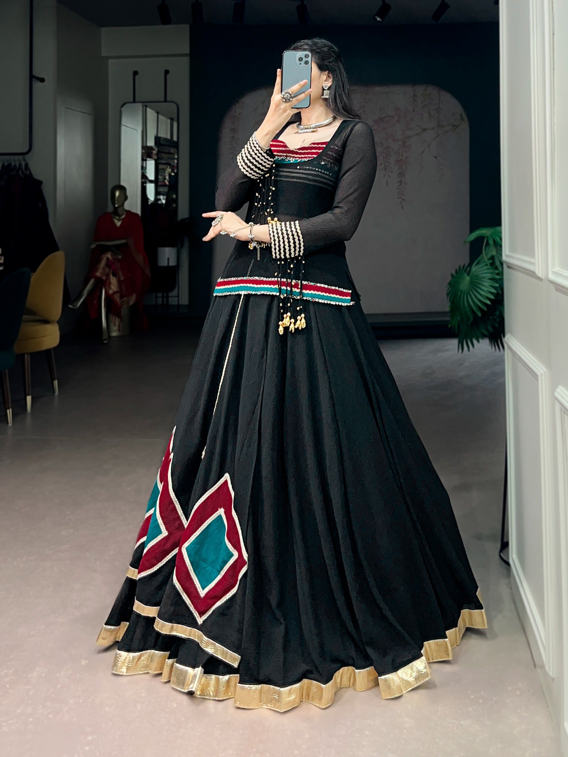 Meera Marble Base with Elegant Lace Lehenga Choli