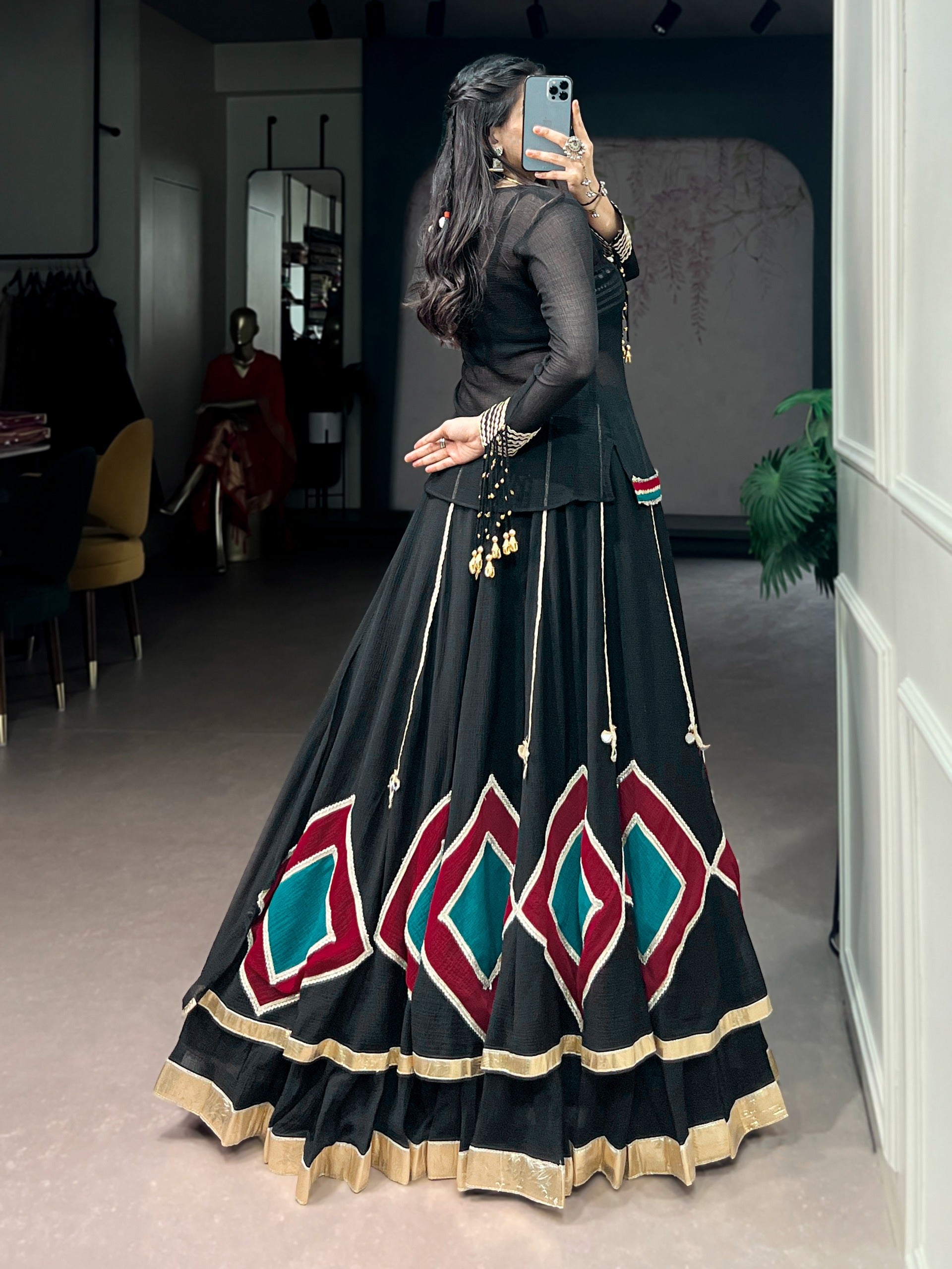 Meera Marble Base with Elegant Lace Lehenga Choli