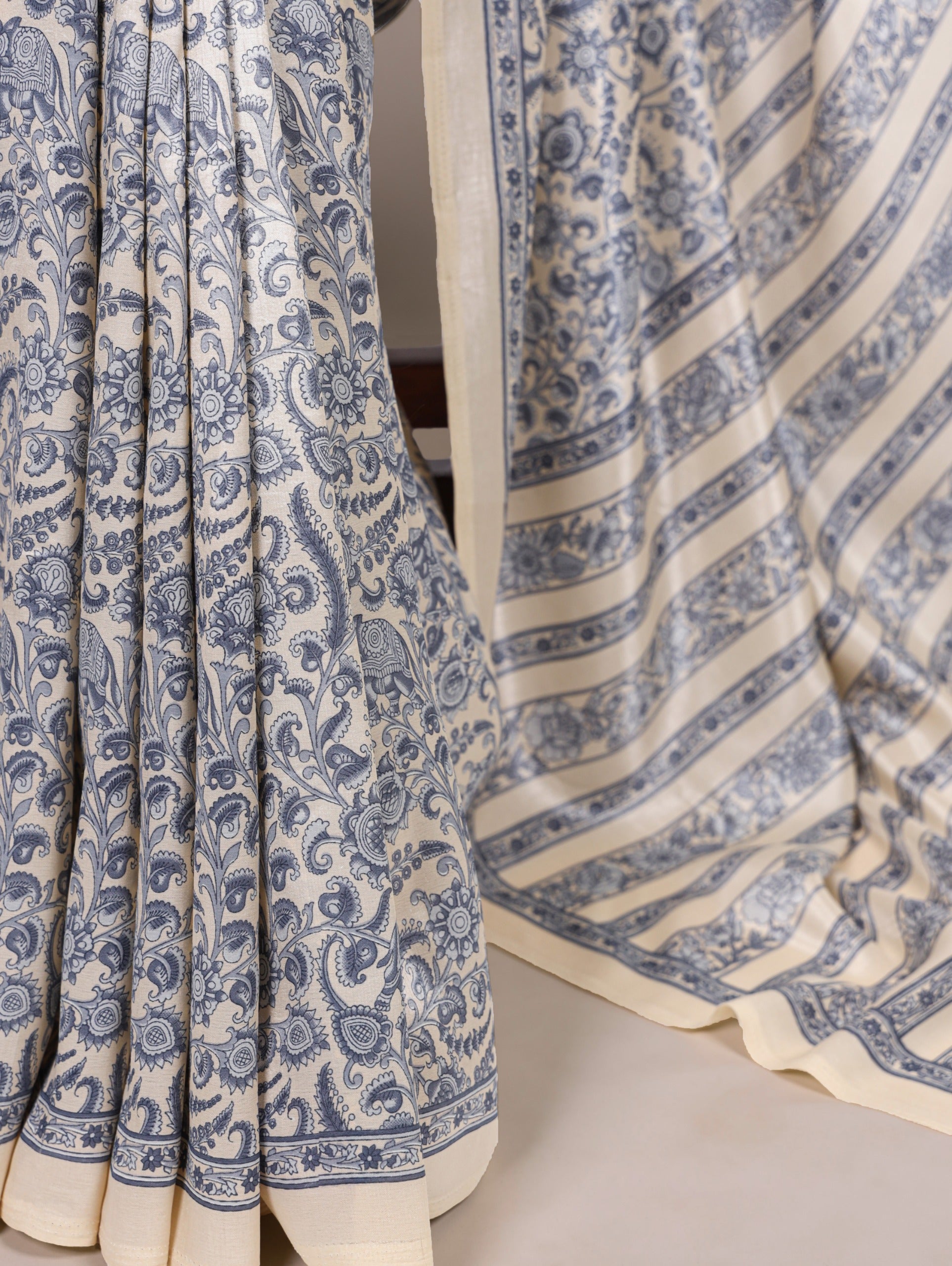 Tussar silk with graceful prints — a saree