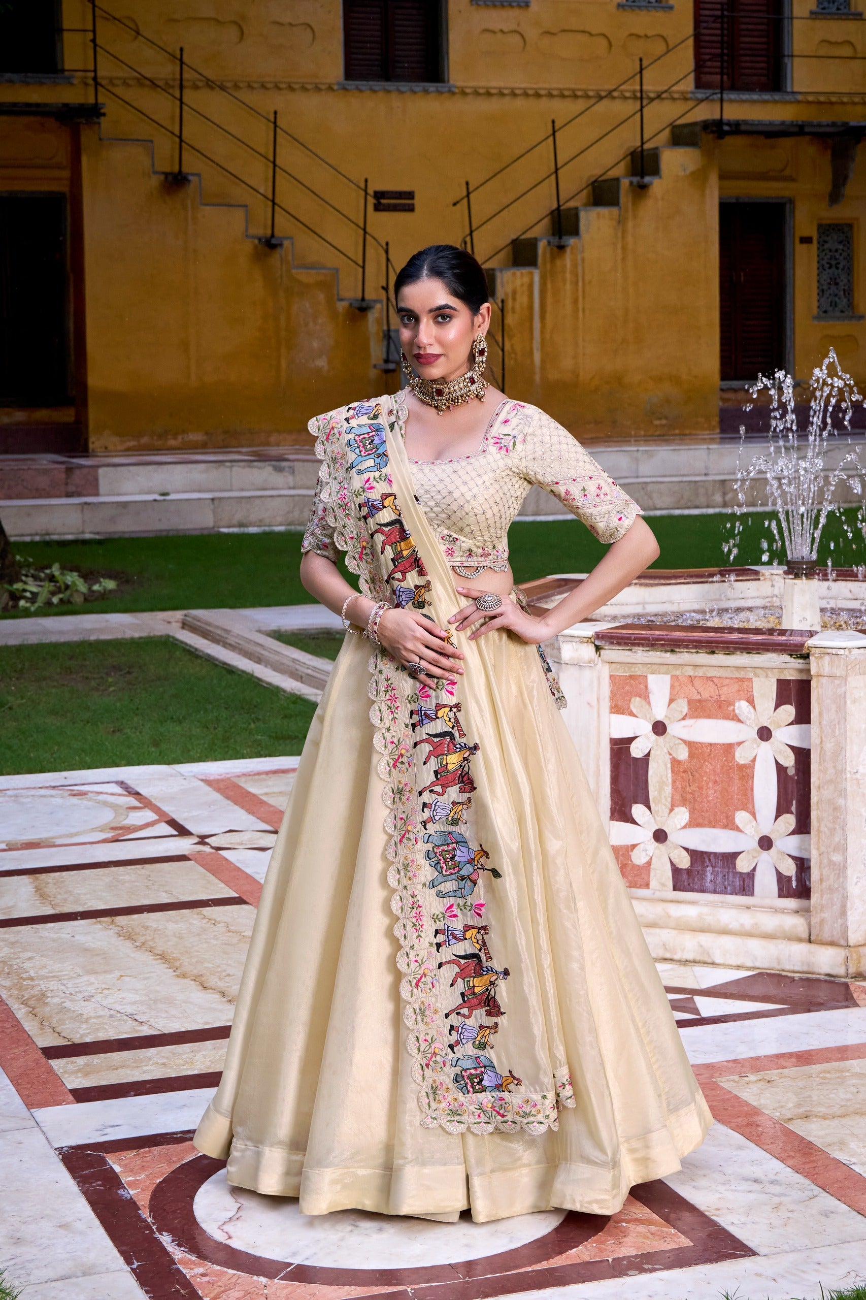 Rich in hue, intricate in design, and perfect for festive Lehenga Choli