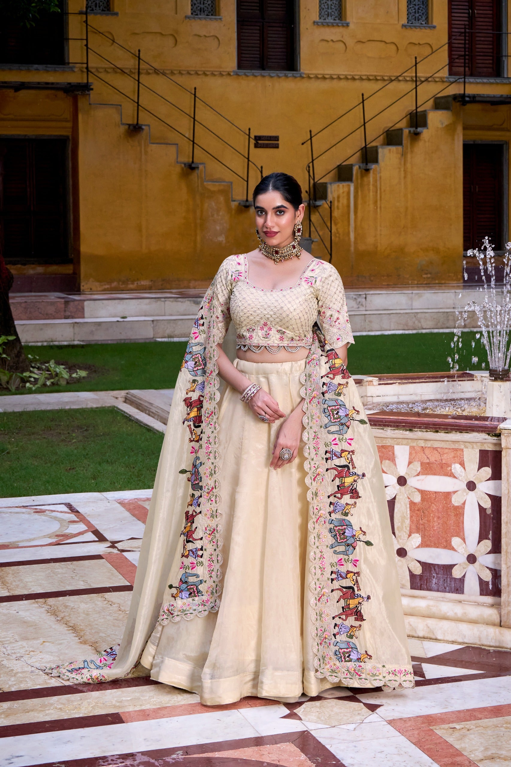 Rich in hue, intricate in design, and perfect for festive Lehenga Choli
