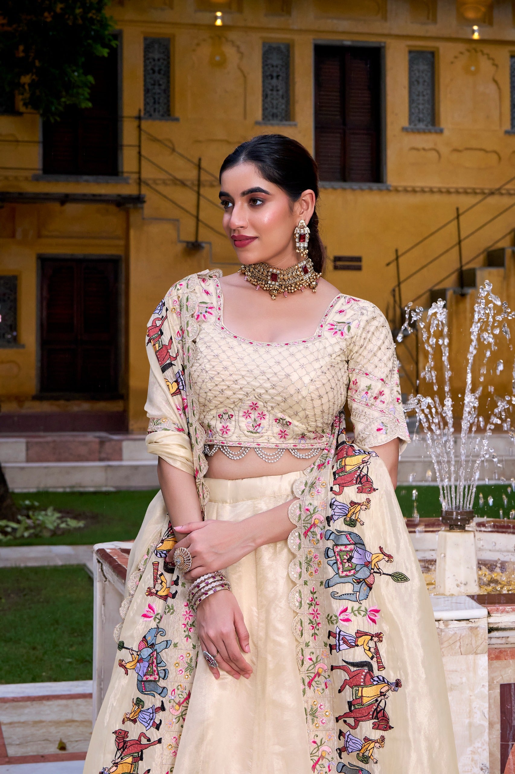 Rich in hue, intricate in design, and perfect for festive Lehenga Choli