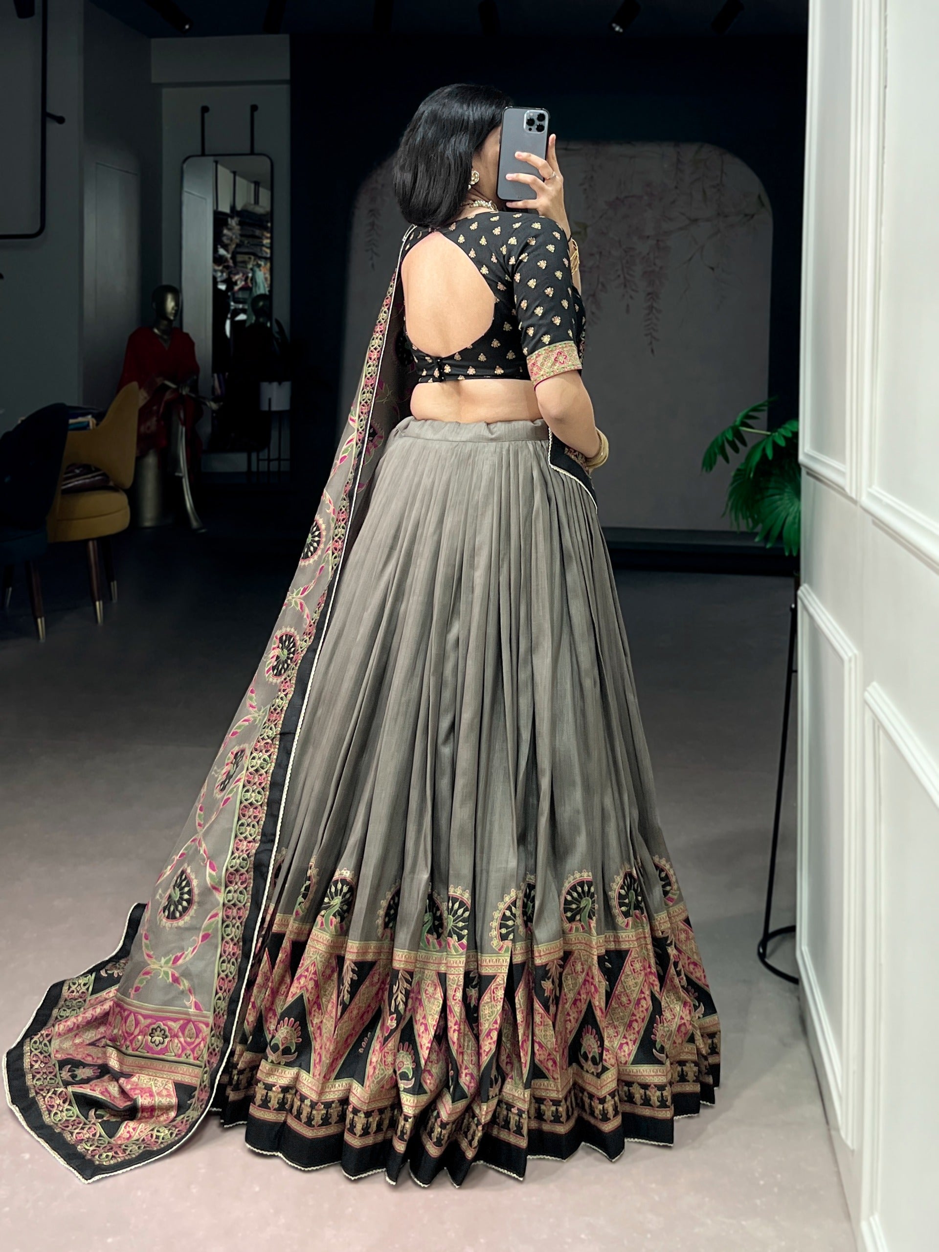 Tasar silk elegance meets printed charm and iconic sparkle
