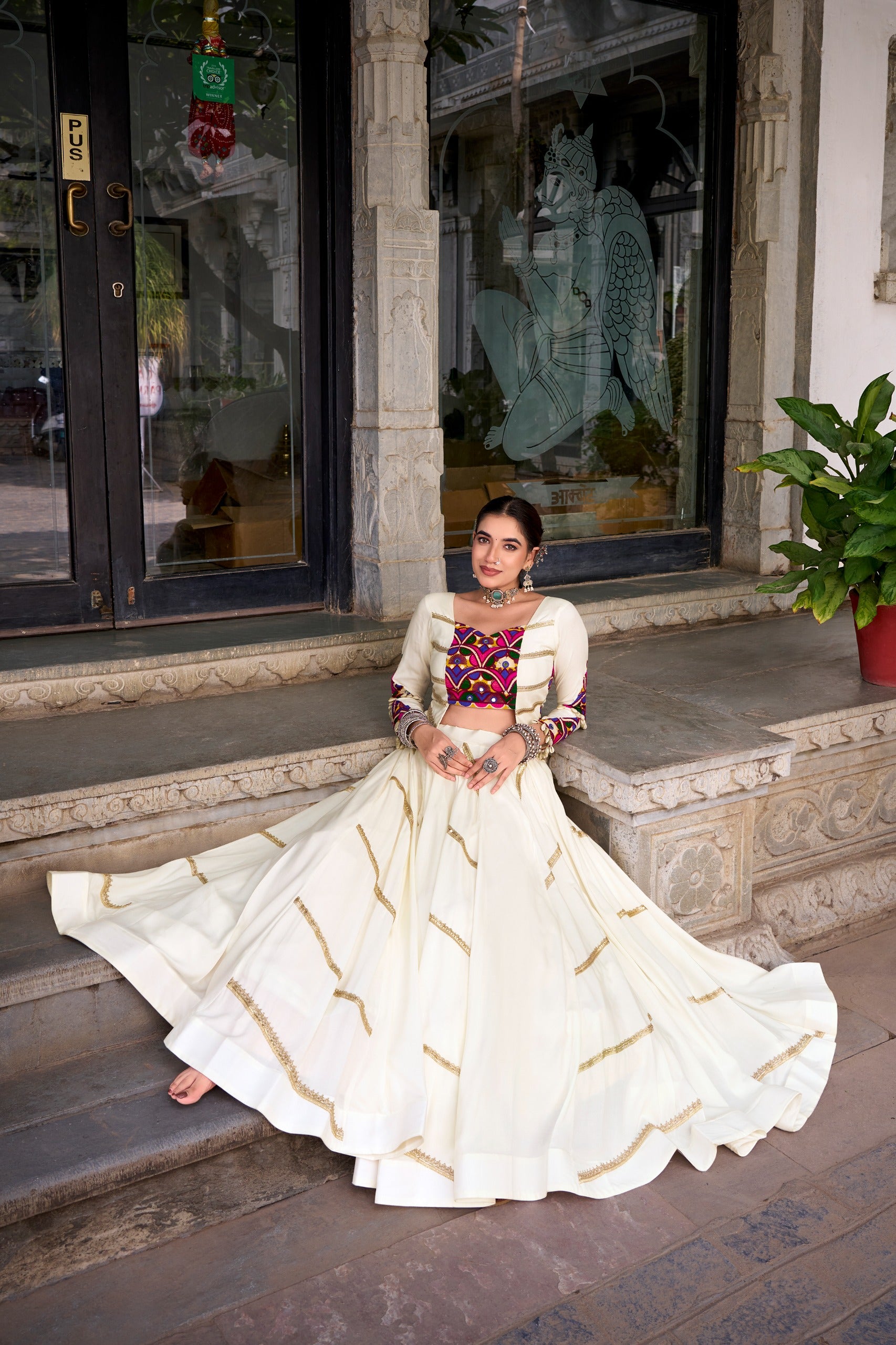 Crafted for Garba, Styled with Mirror Work Choli.